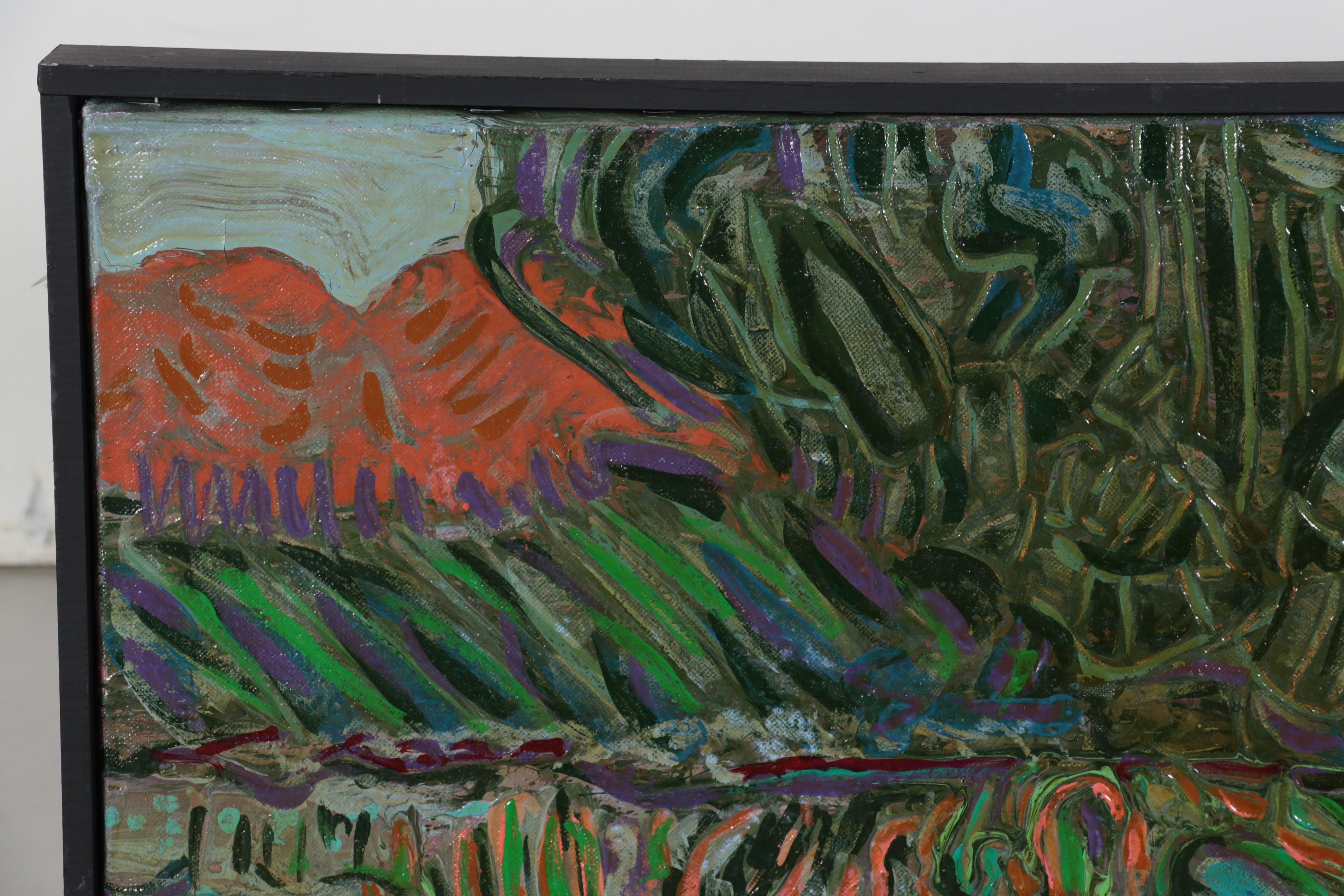 Harry Hilson Large-Scale Abstract Mixed Media Landscape Painting, Circa 1980