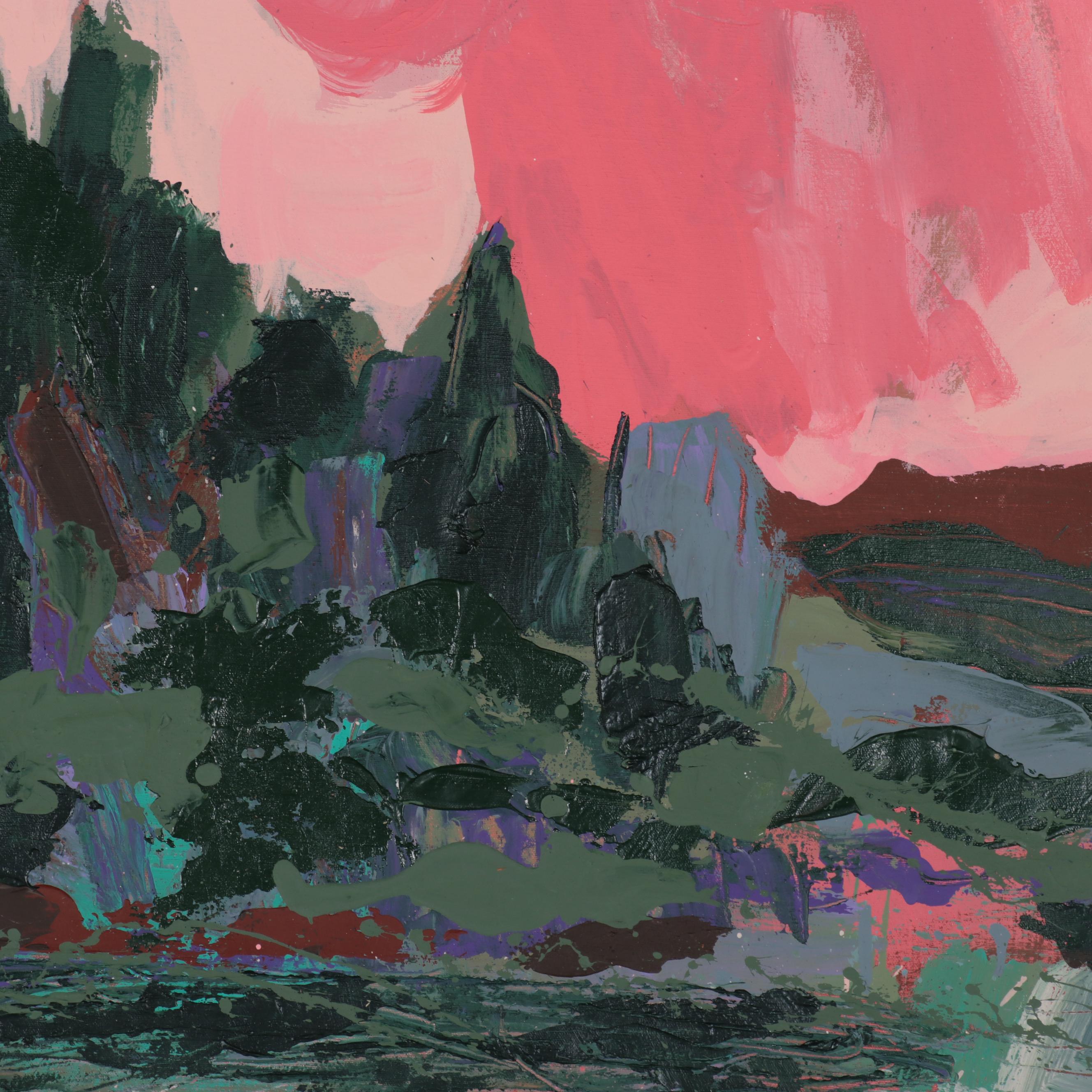 Harry Hilson Large-Scale Abstract Landscape Mixed Media Painting