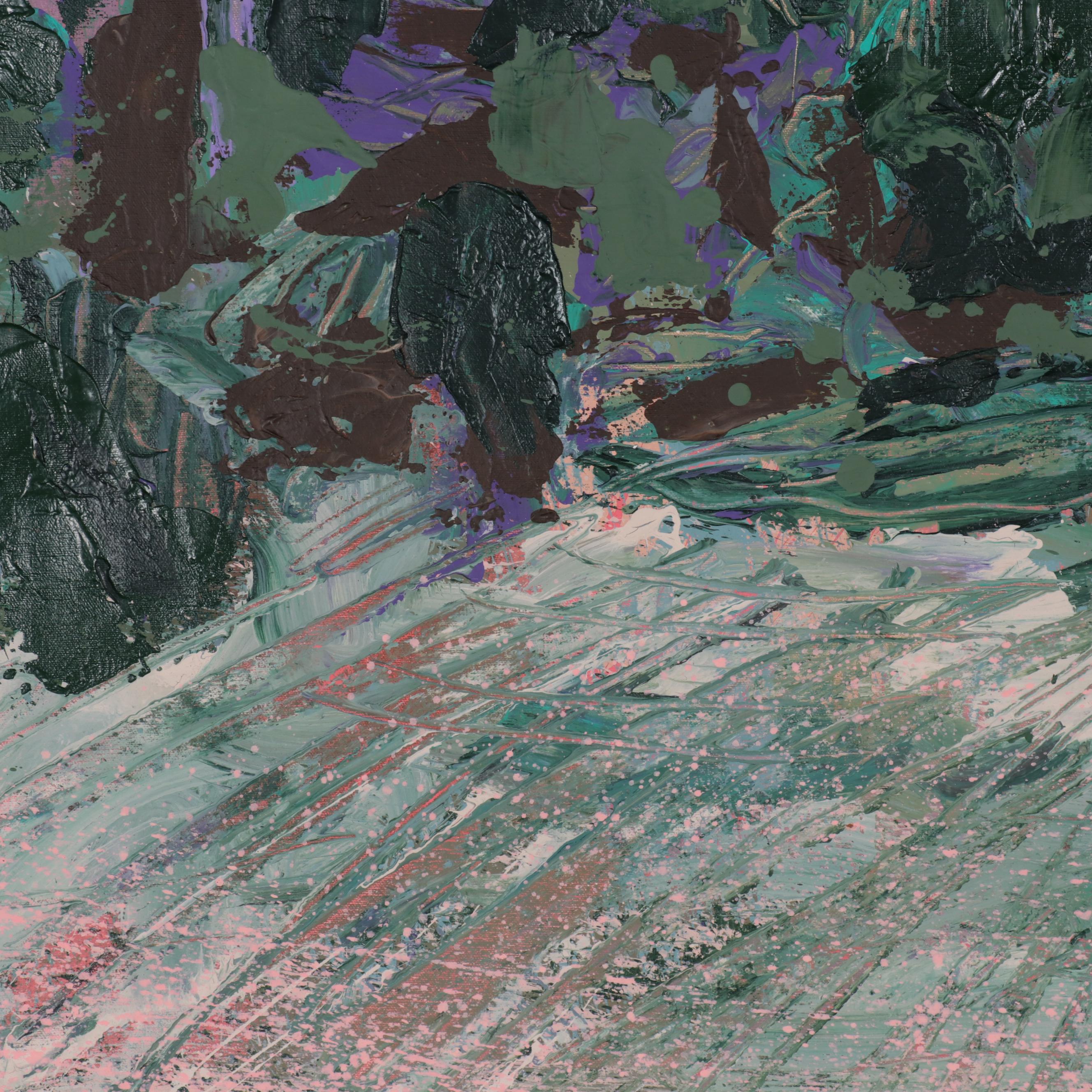 Harry Hilson Large-Scale Abstract Landscape Mixed Media Painting