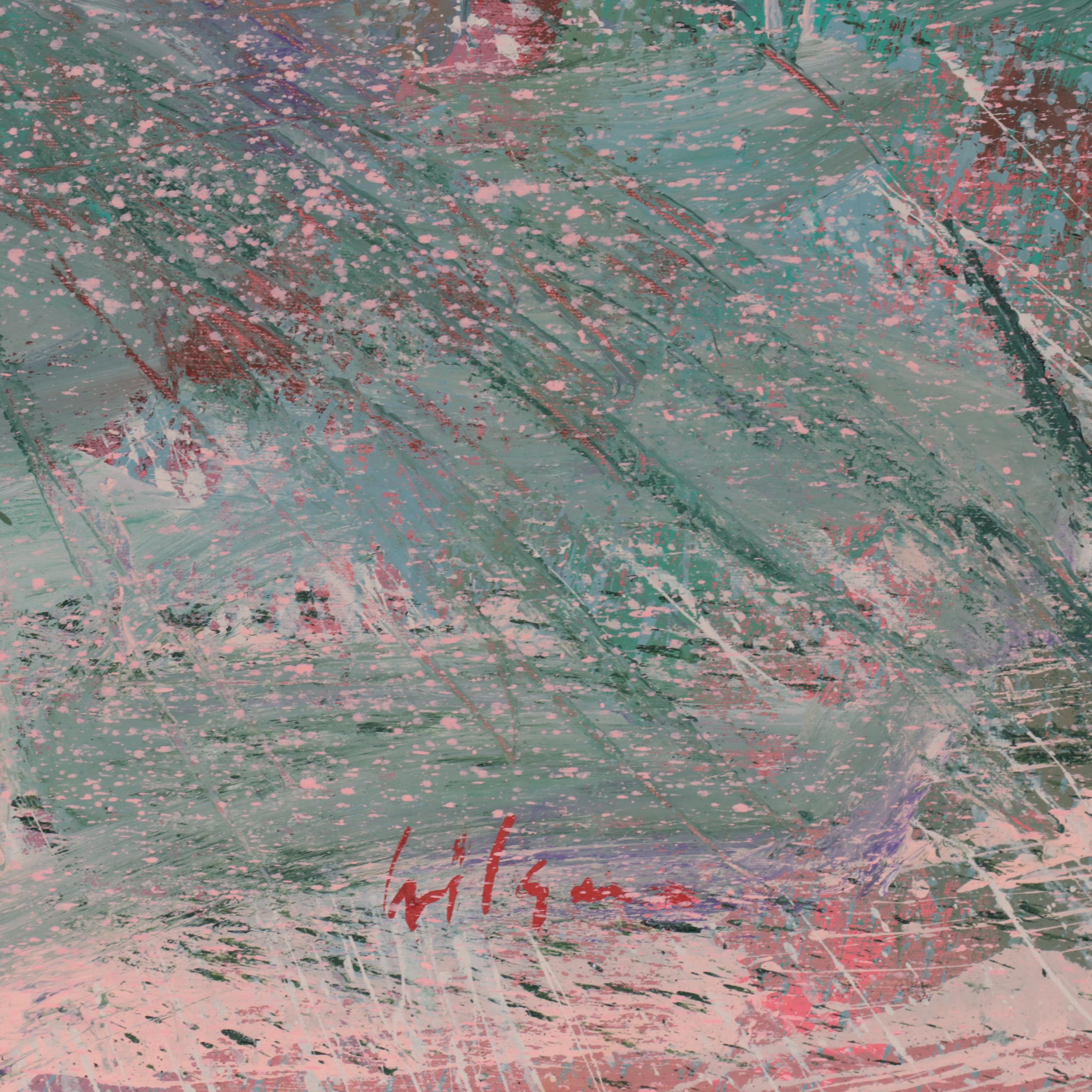 Harry Hilson Large-Scale Abstract Landscape Mixed Media Painting