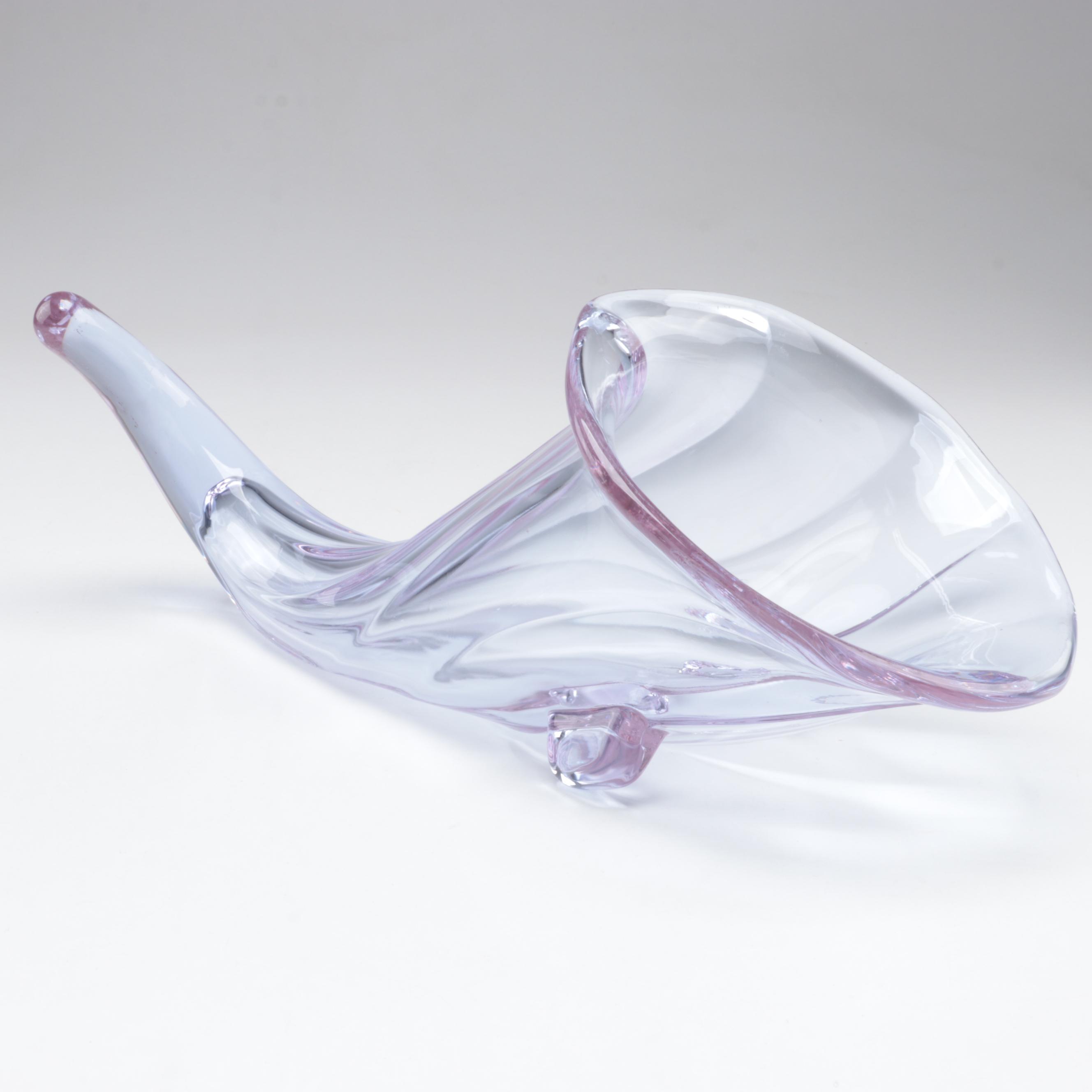 Tiffin "Twilight Glass" Cornucopia and Etched Glass Vase