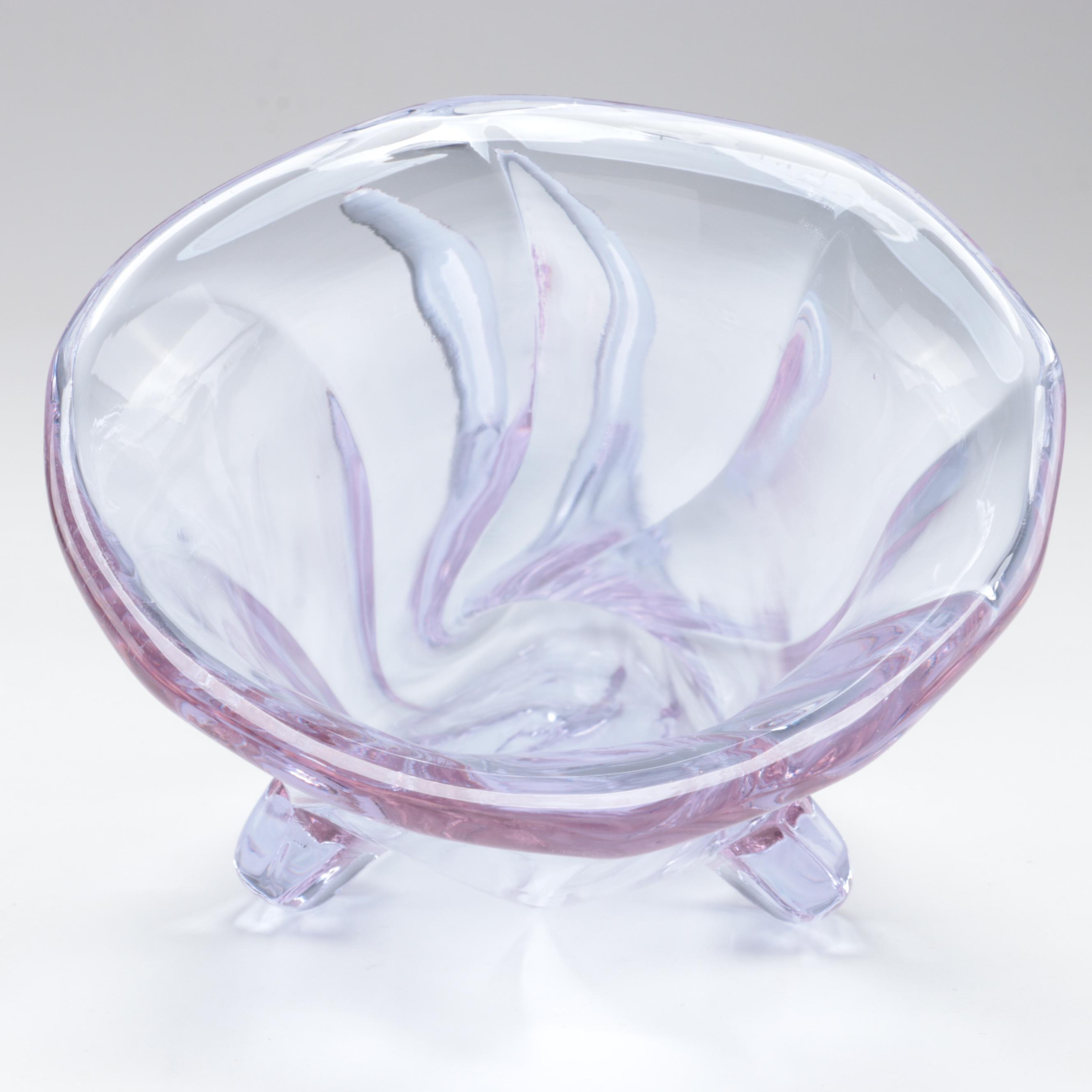 Tiffin "Twilight Glass" Cornucopia and Etched Glass Vase