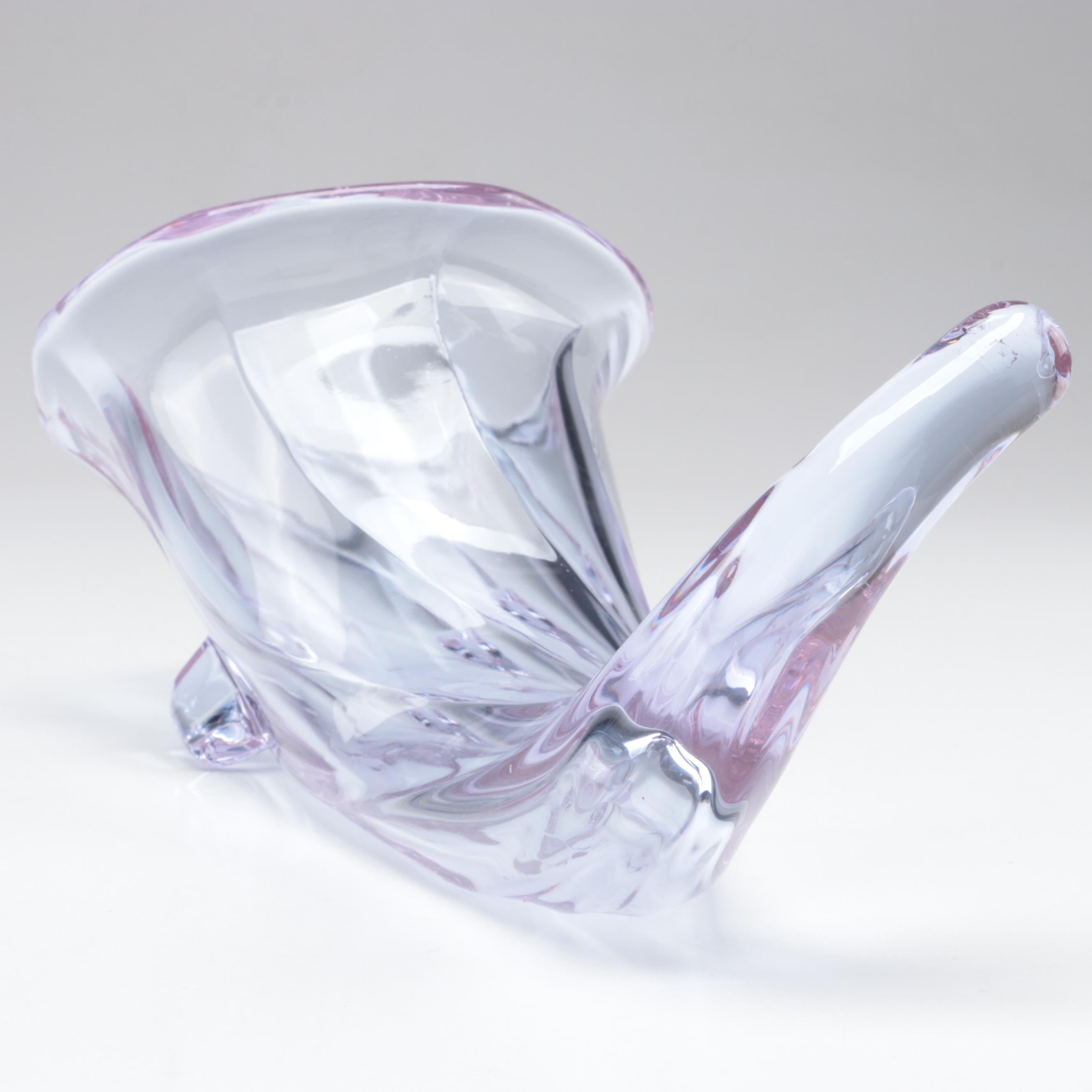 Tiffin "Twilight Glass" Cornucopia and Etched Glass Vase