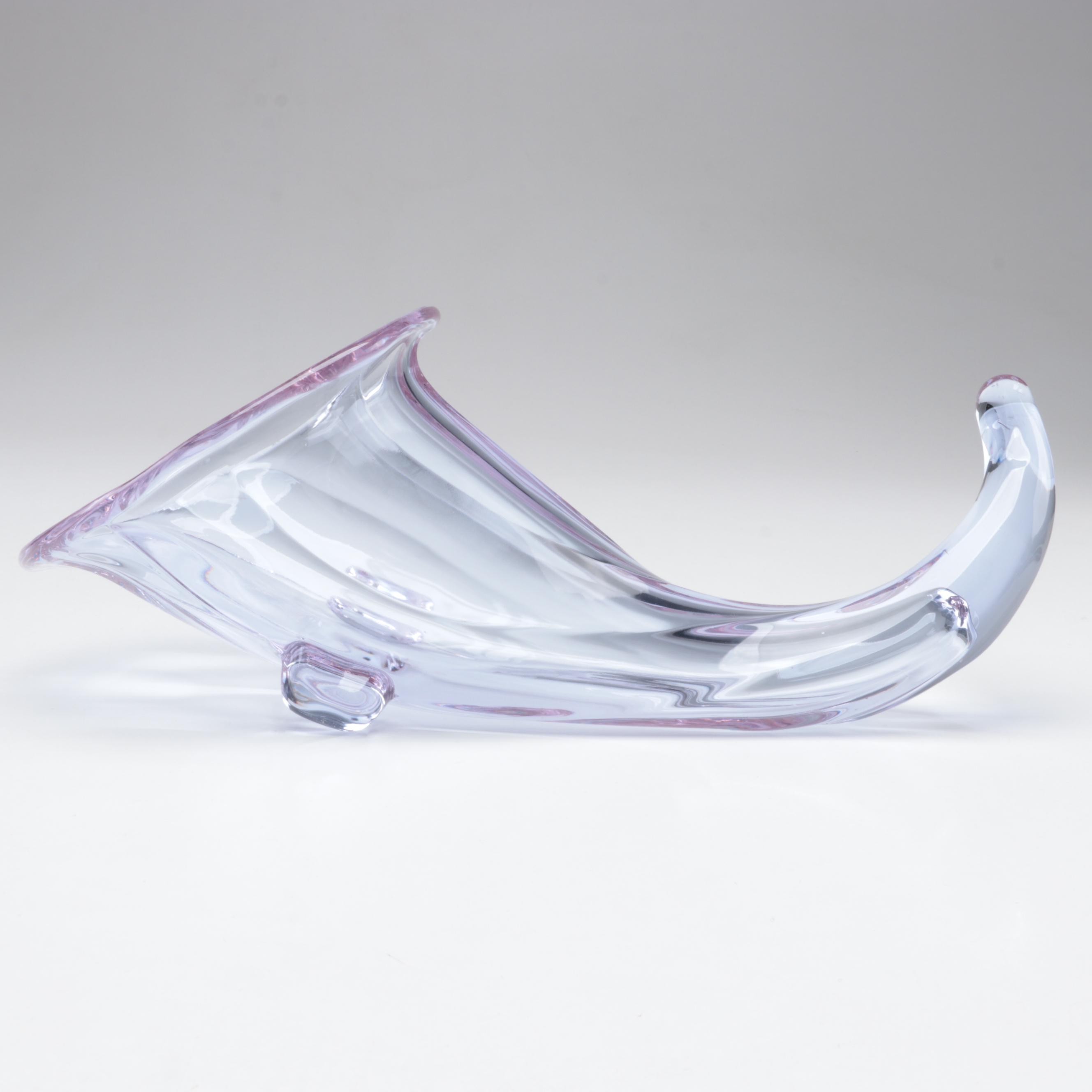 Tiffin "Twilight Glass" Cornucopia and Etched Glass Vase