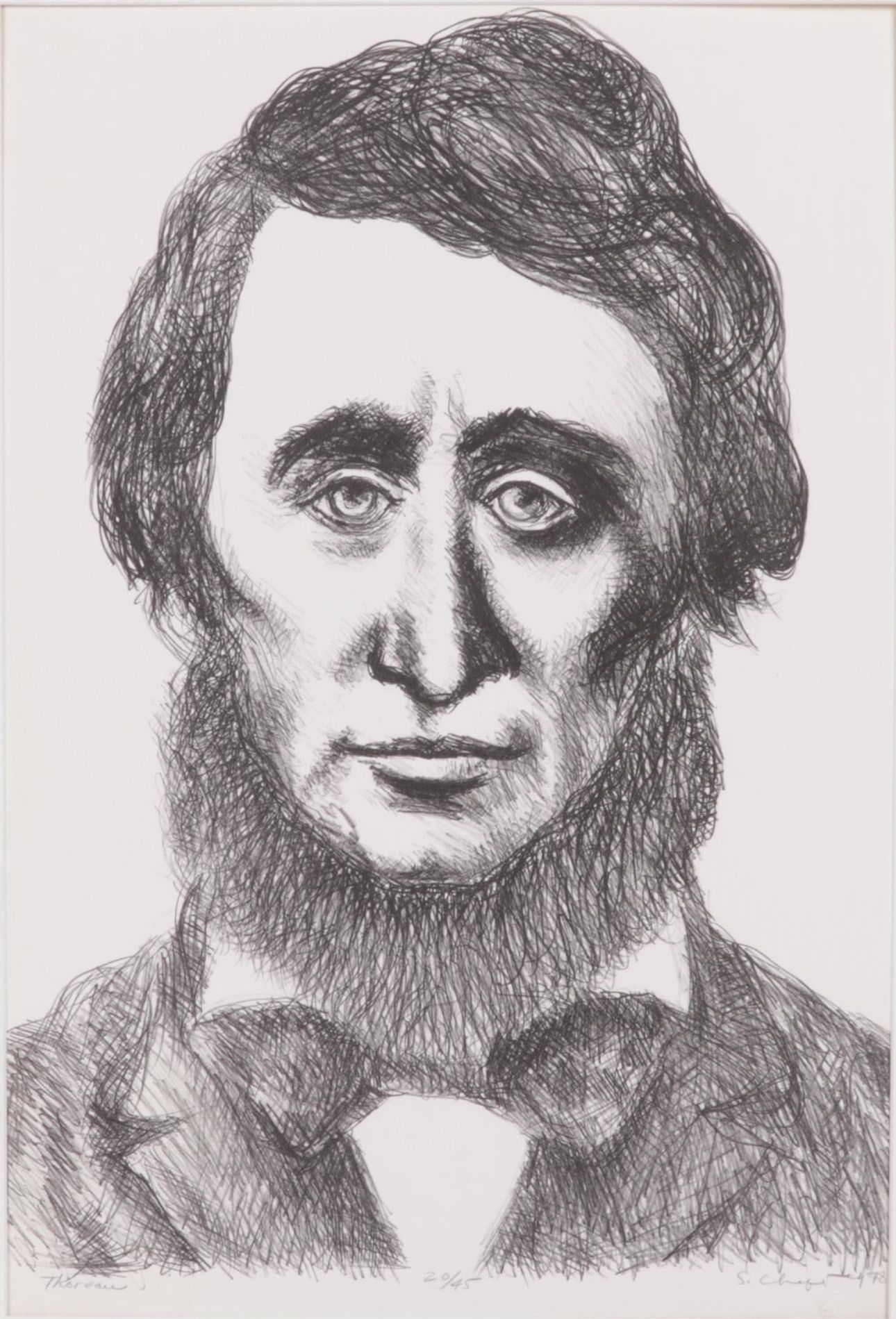 Sidney Chafetz Portrait Lithograph "Thoreau," 1978
