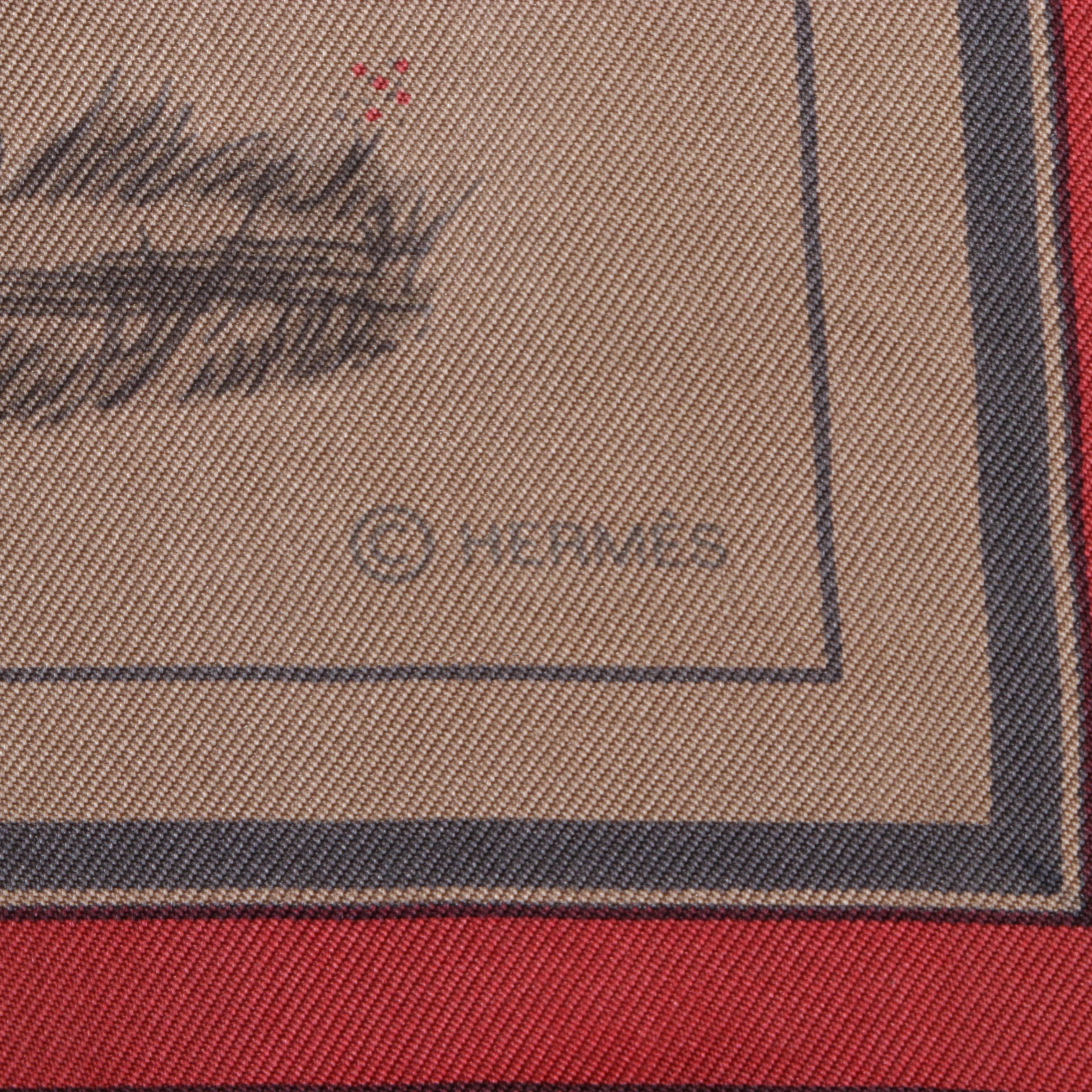 Hermès "Couvertures et Tenues de Jour" Surteint Scarf 90 in Silk Twill