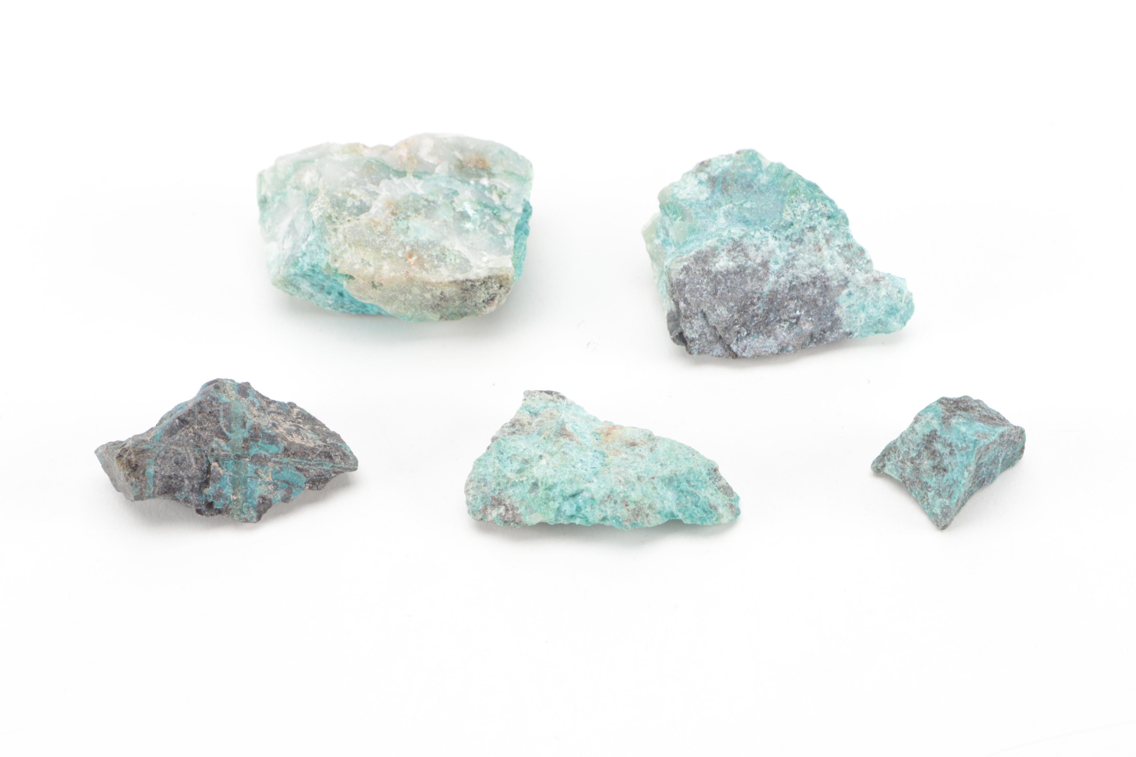 Rough Peridotite, Chrysocolla, Quartz and Other Mineral Specimens