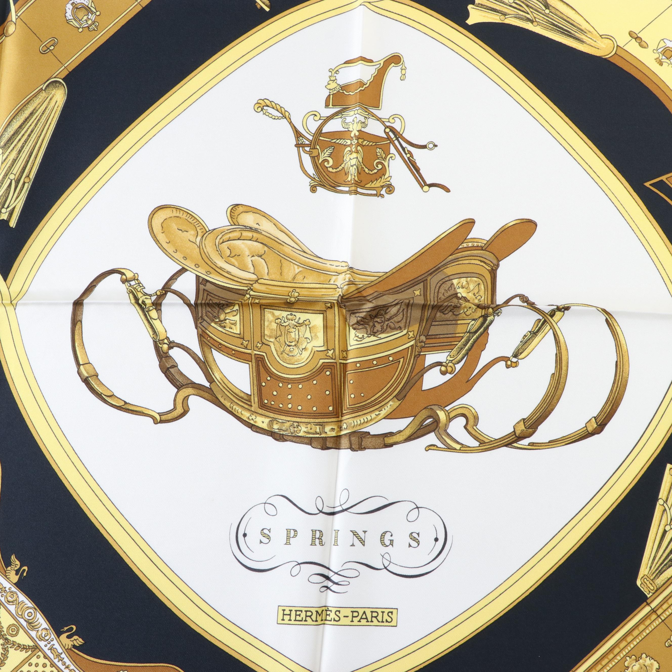 Hermès "Springs" Scarf 90 in Silk Twill