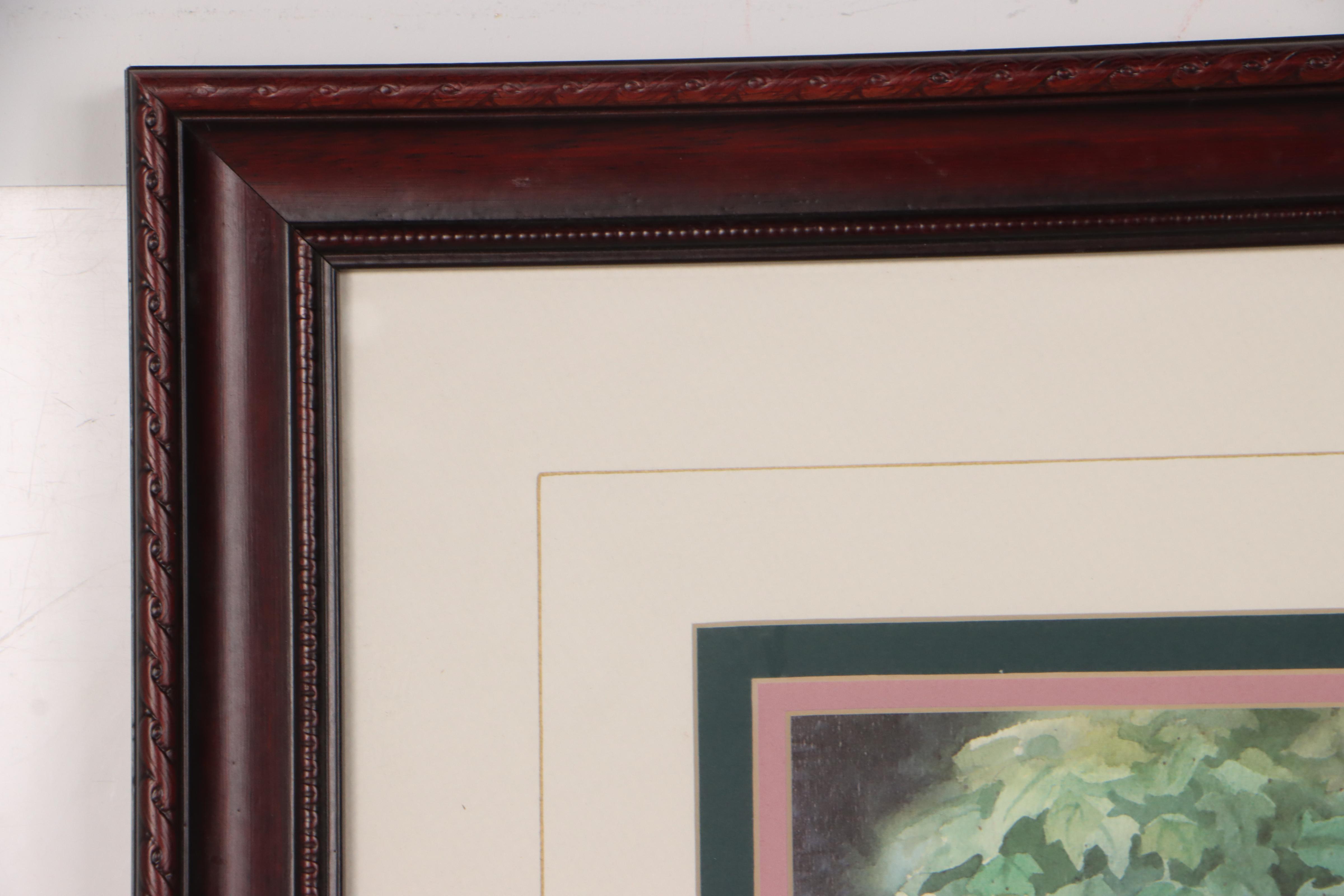 Brenda Harris Tustian Offset Lithograph of Garden Scene