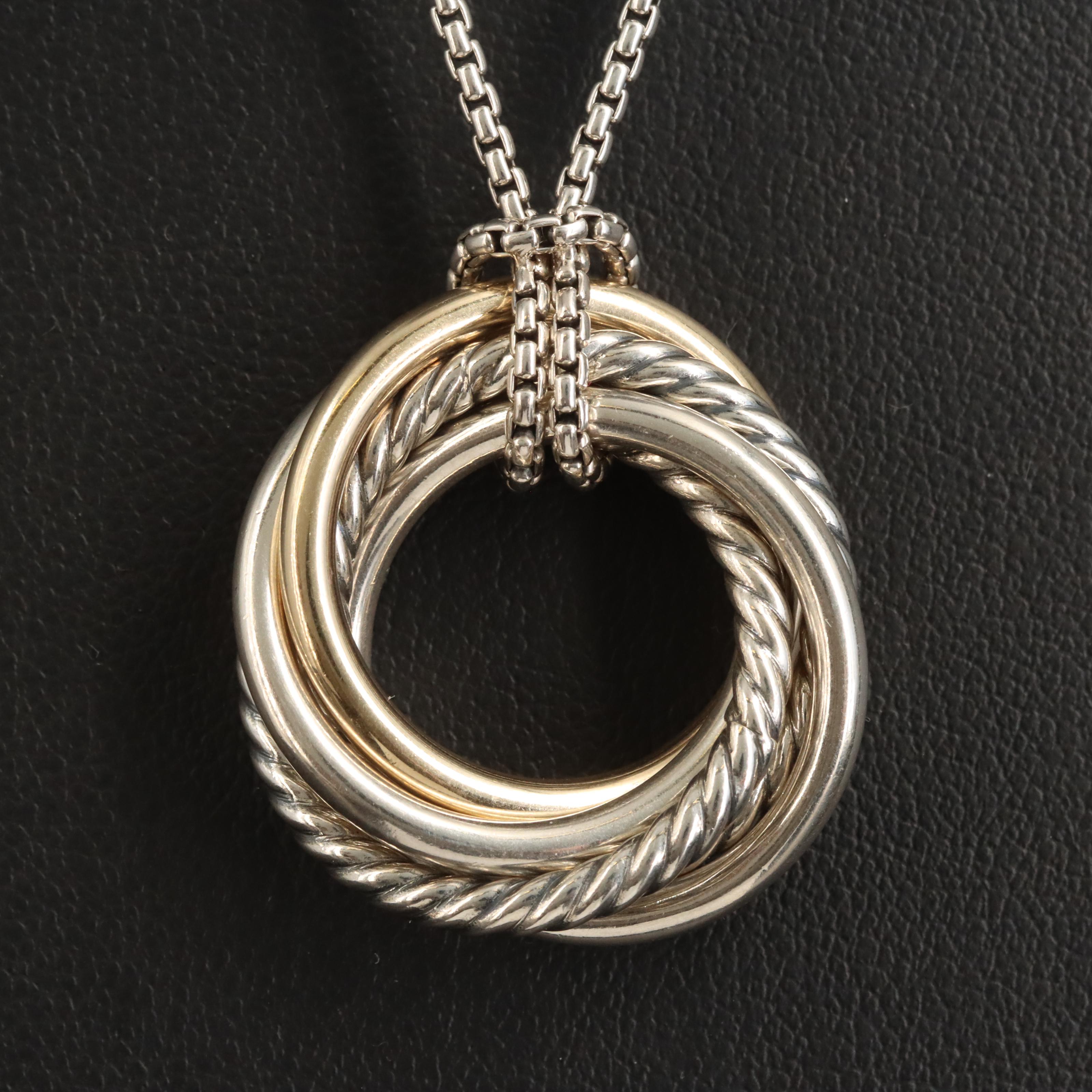 David Yurman "Crossover Collection" Sterling Interlocking Circle Necklace