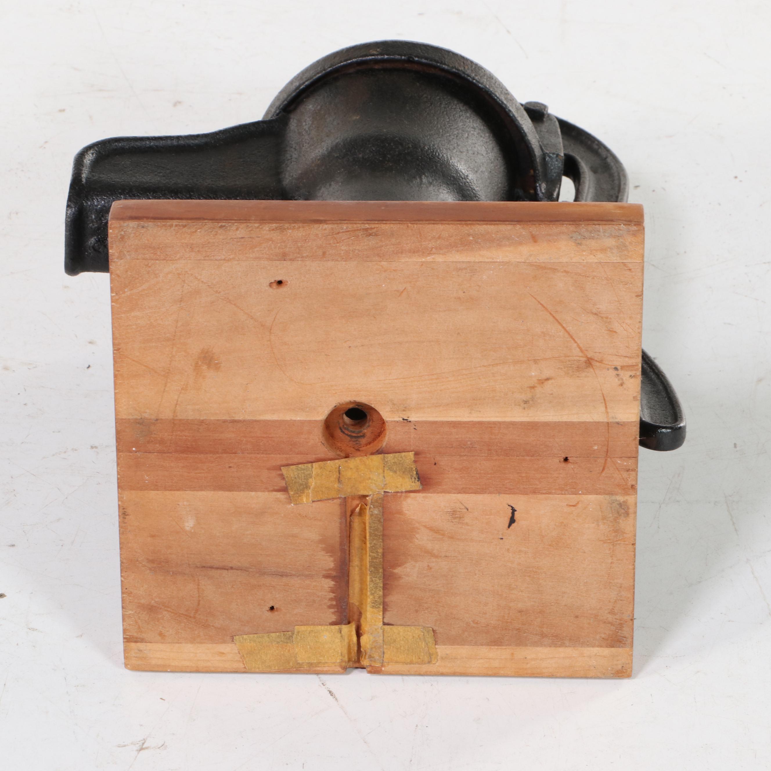 W.L. Davey Pump Corp. Cast Iron Water Hand Pump on Later Cherrywood Base