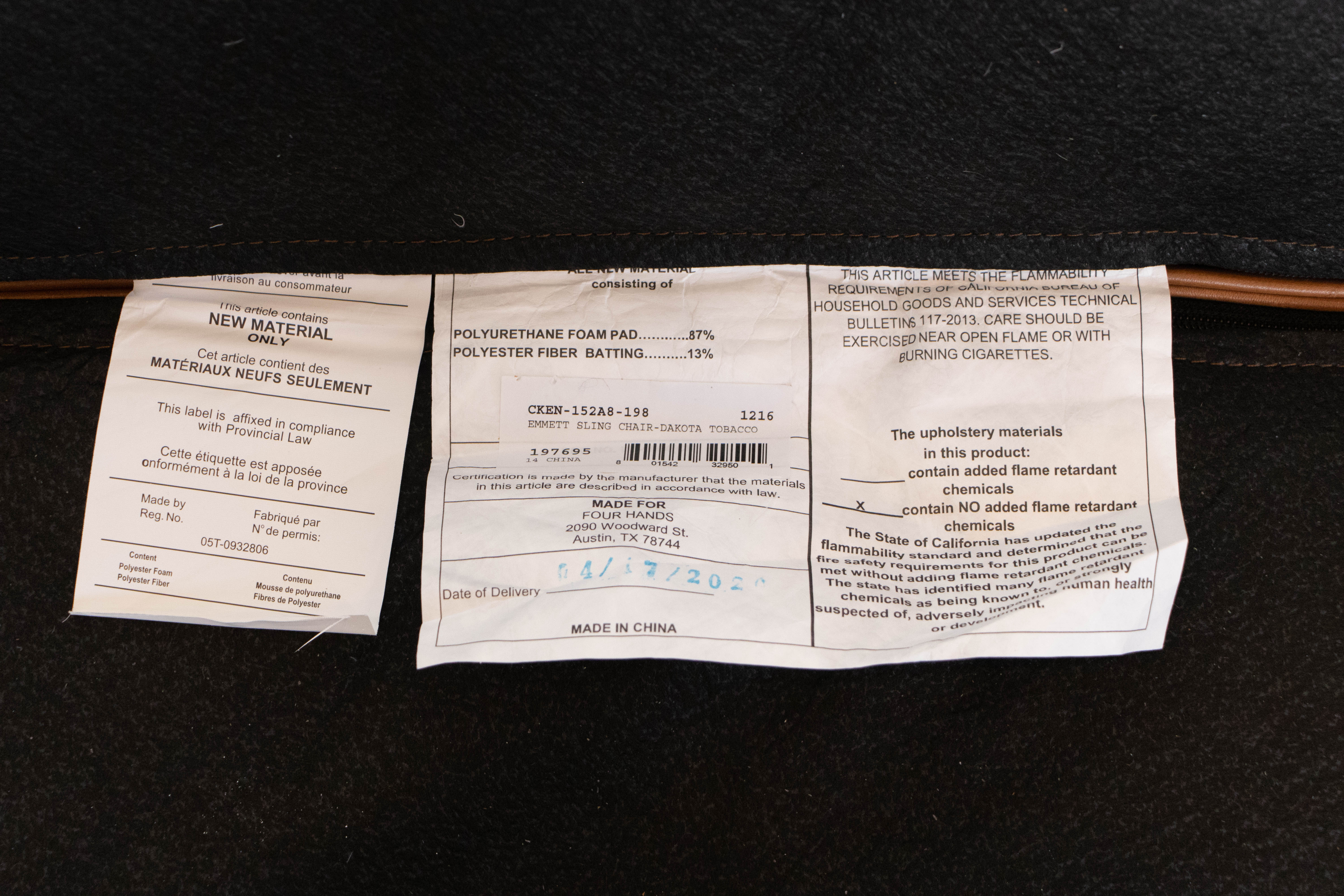 Pair of Four Hands Emmett Tobacco Leather Sling Chairs