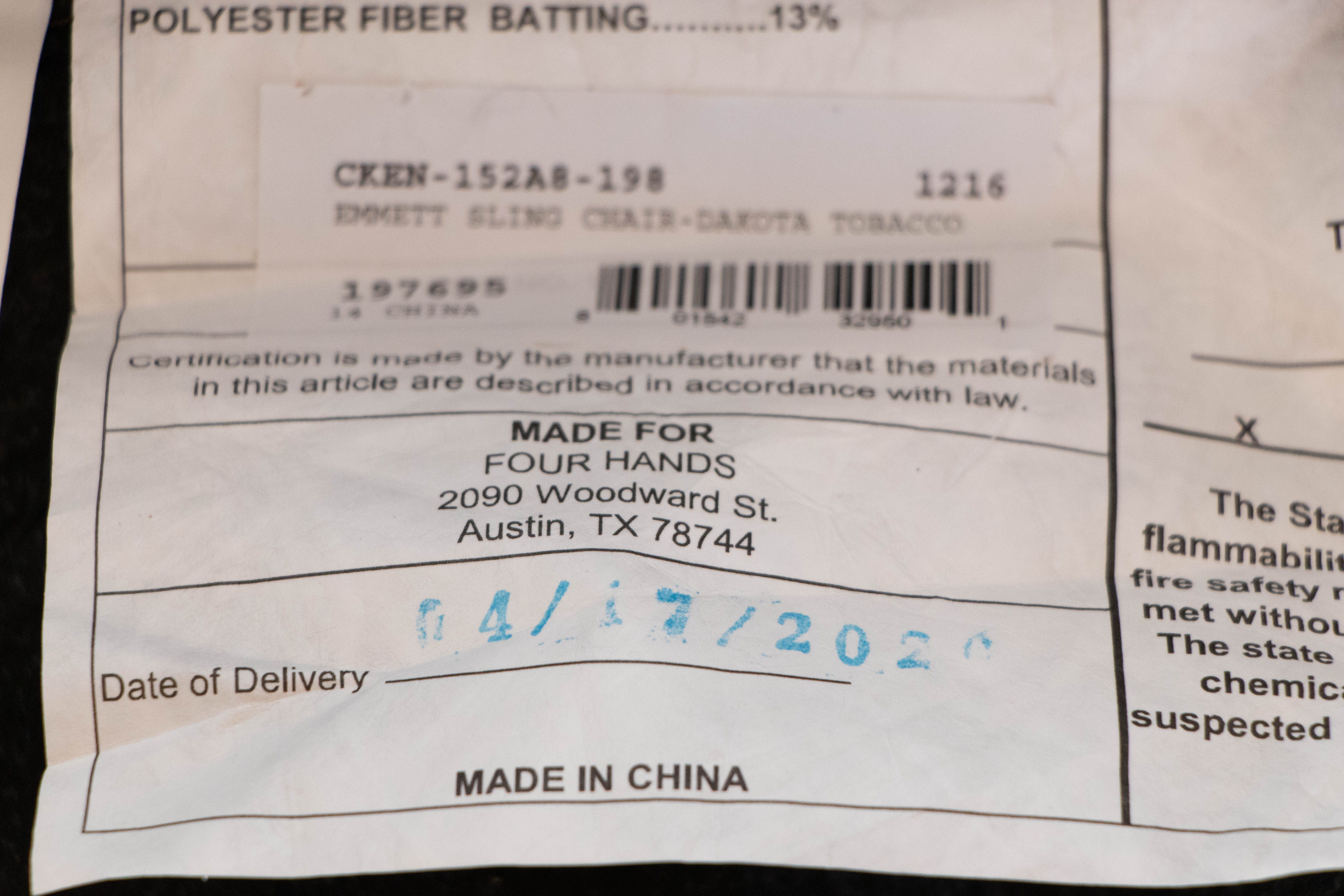 Pair of Four Hands Emmett Tobacco Leather Sling Chairs