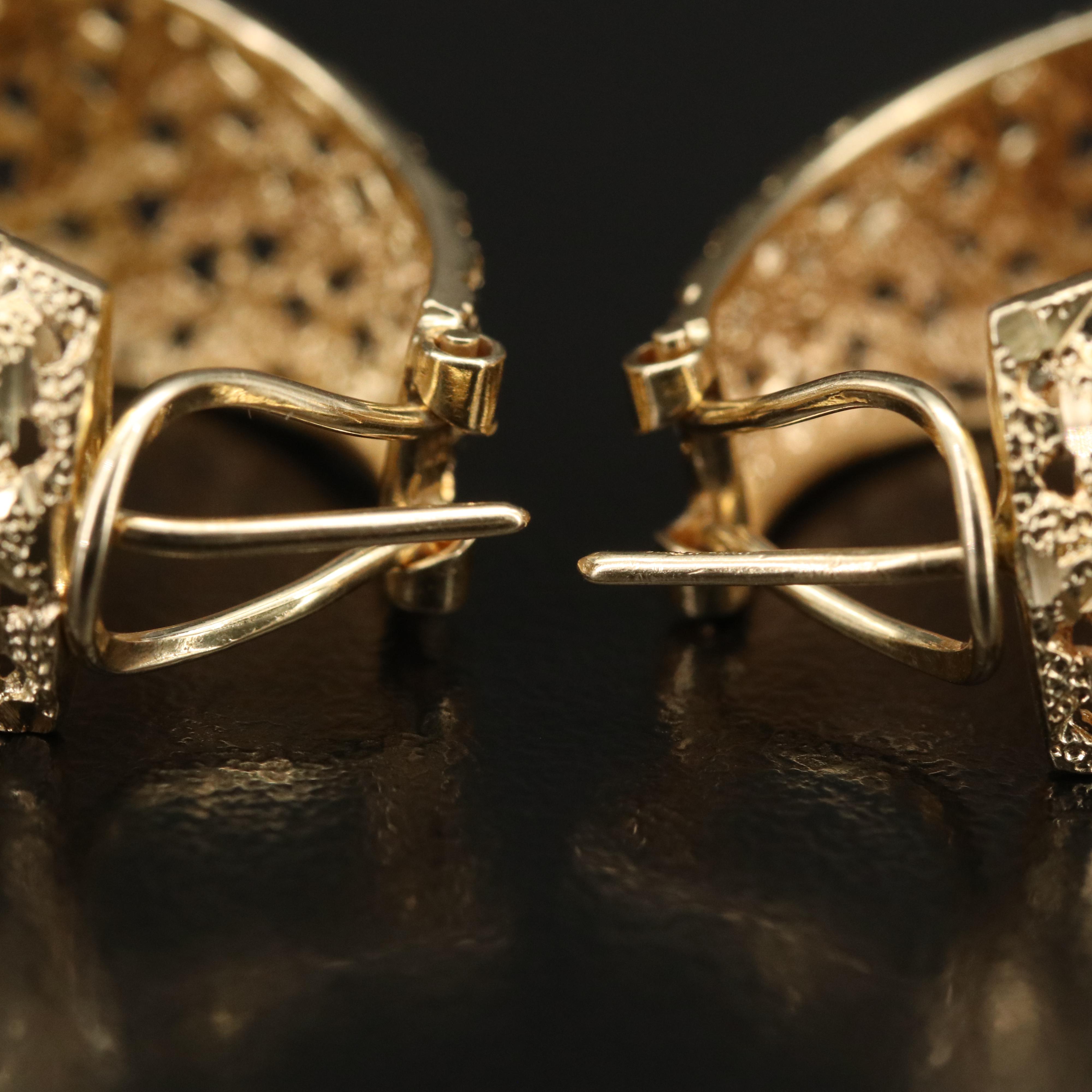 14K Openwork Oval Hoop Earrings