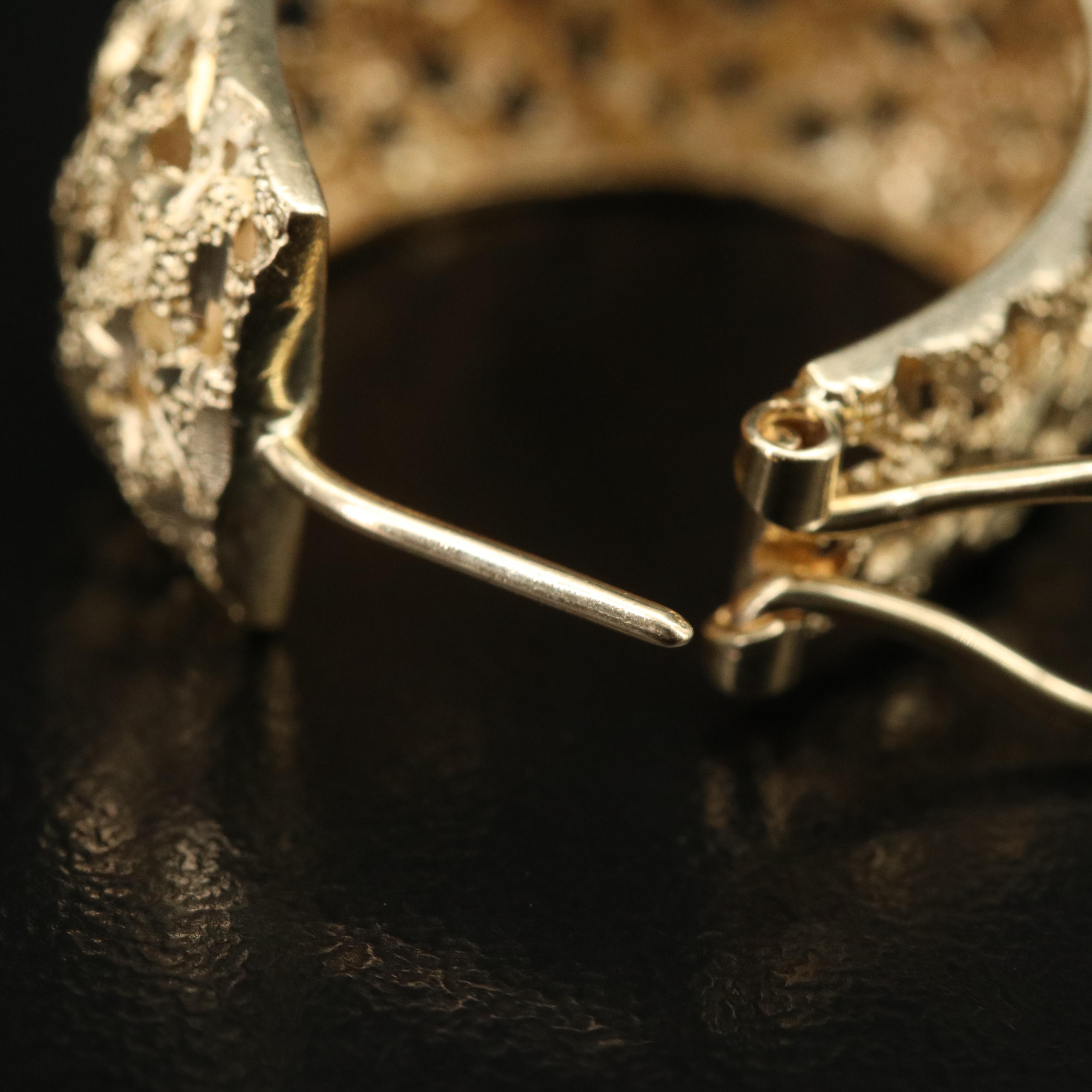 14K Openwork Oval Hoop Earrings