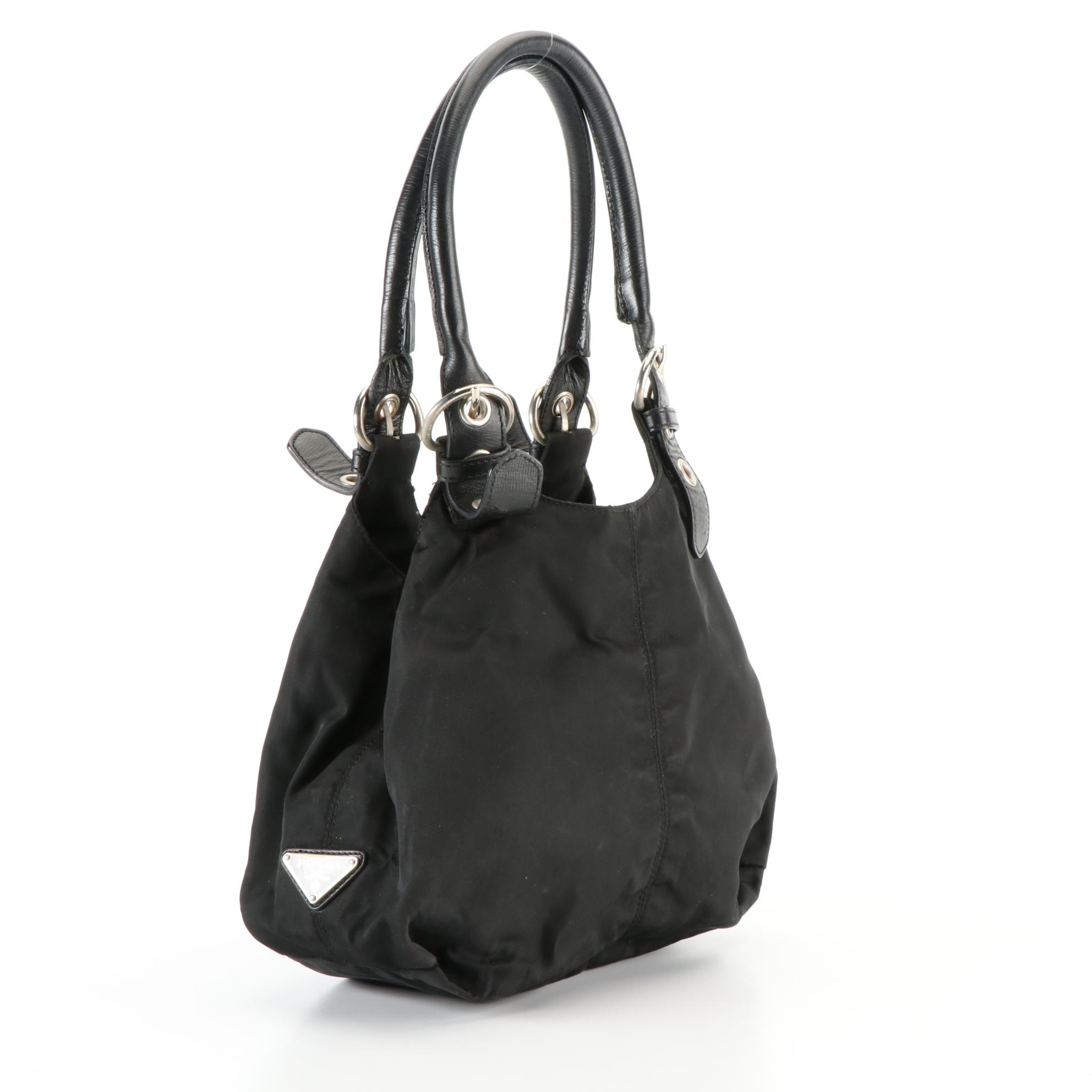 Prada Tessuto Shoulder Bag in Nylon and Saffiano Leather Trim