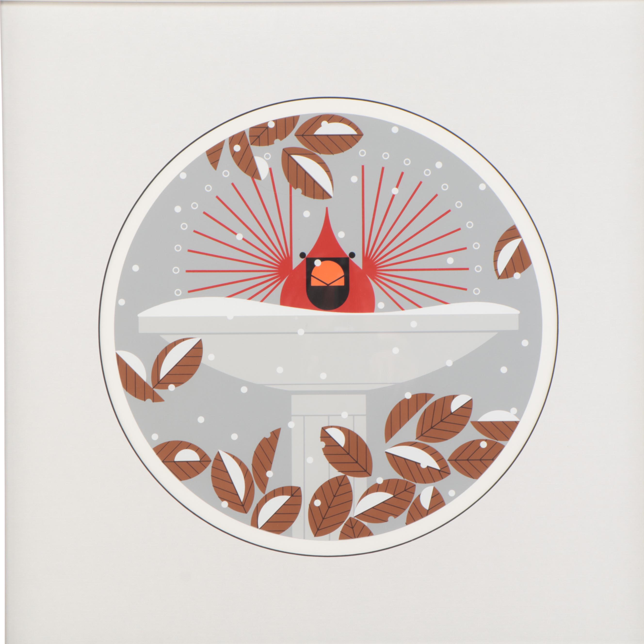 Charley Harper Serigraph "Brrrdbath," 1986