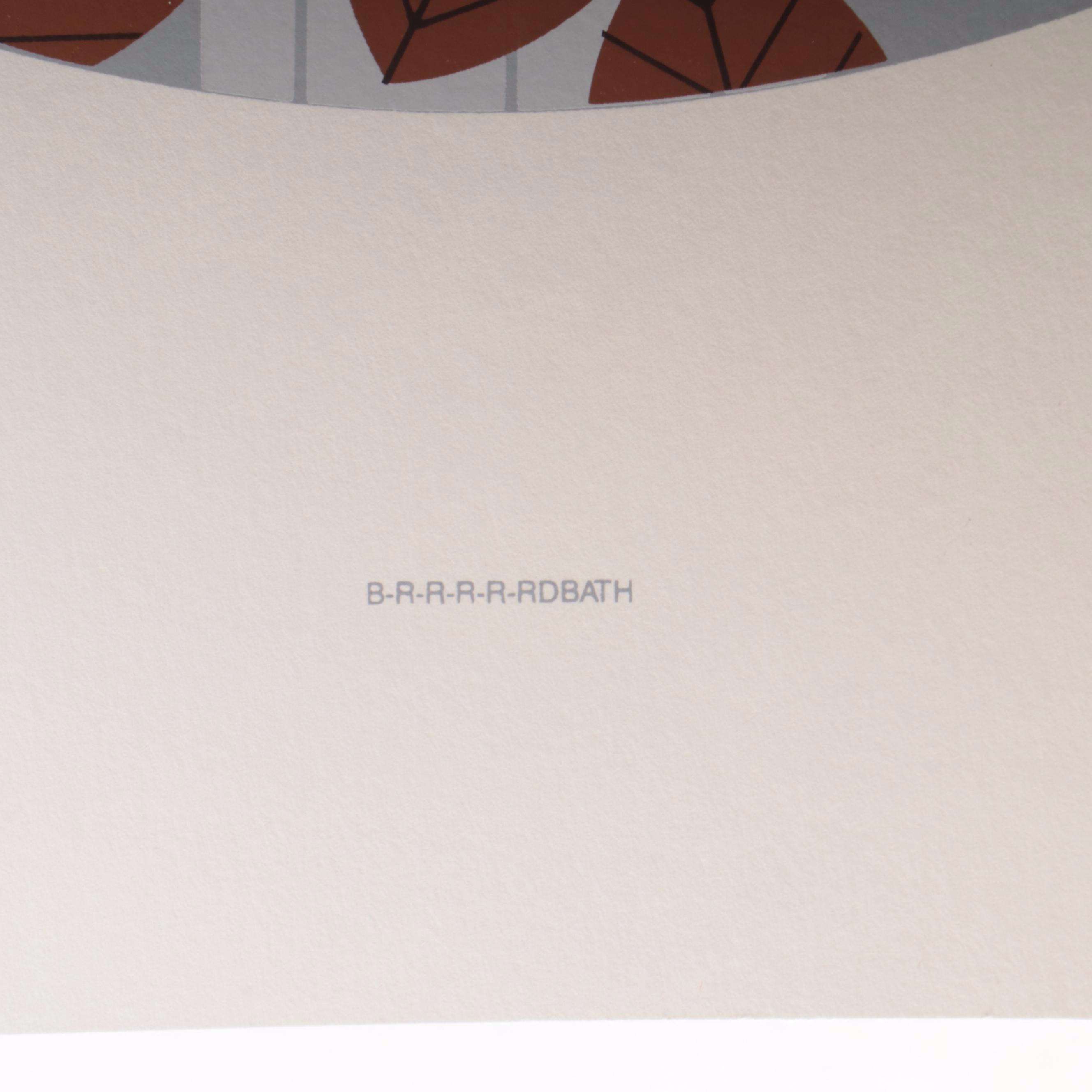 Charley Harper Serigraph "Brrrdbath," 1986