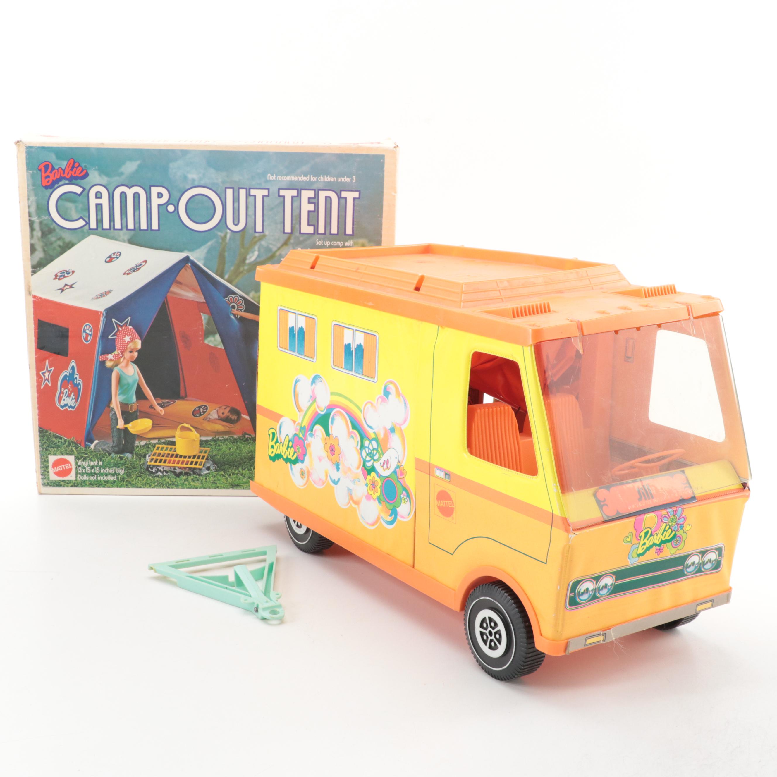 Mattel Barbie "Country Camper" and "Camp Out Tend" Play Sets with Accessories