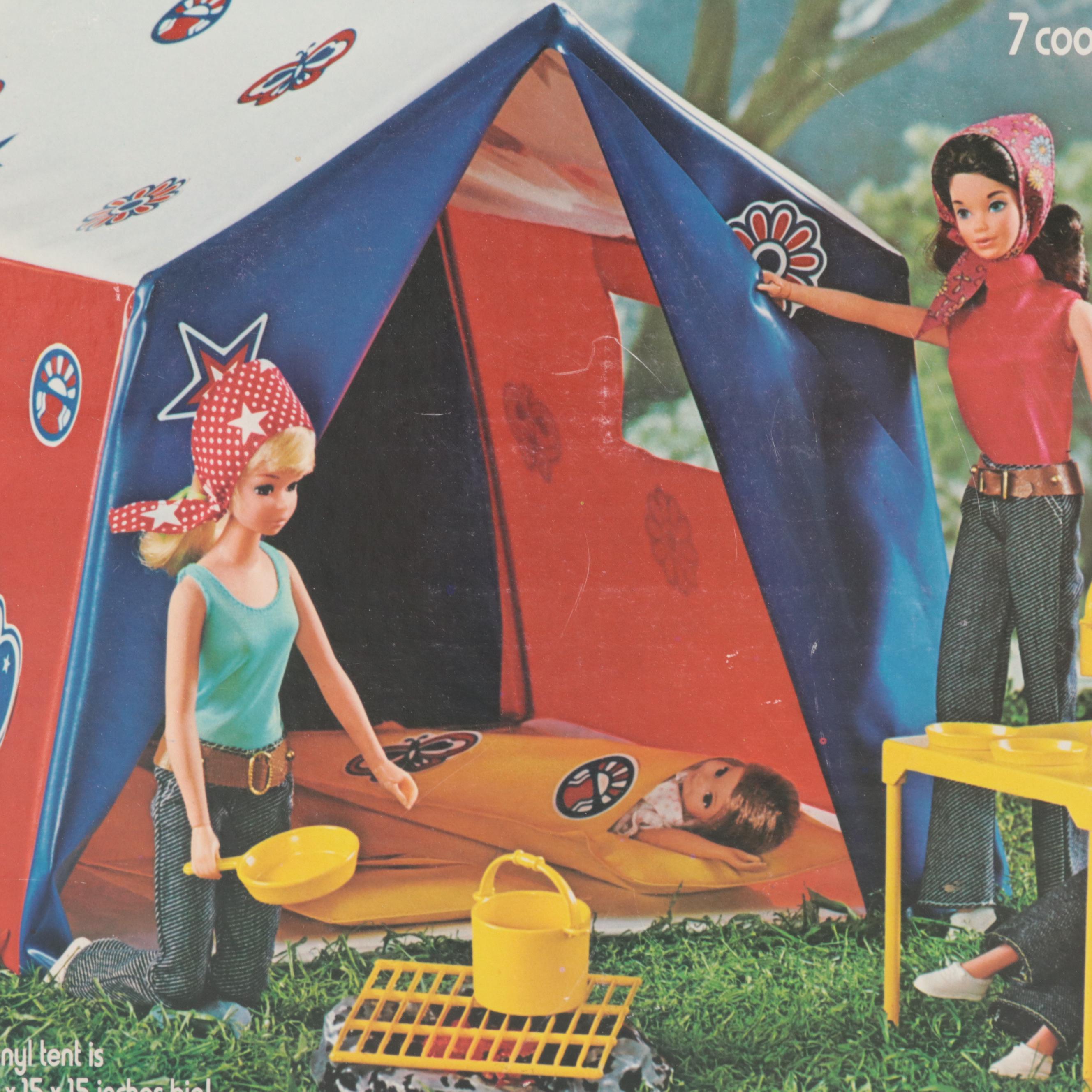 Mattel Barbie "Country Camper" and "Camp Out Tend" Play Sets with Accessories