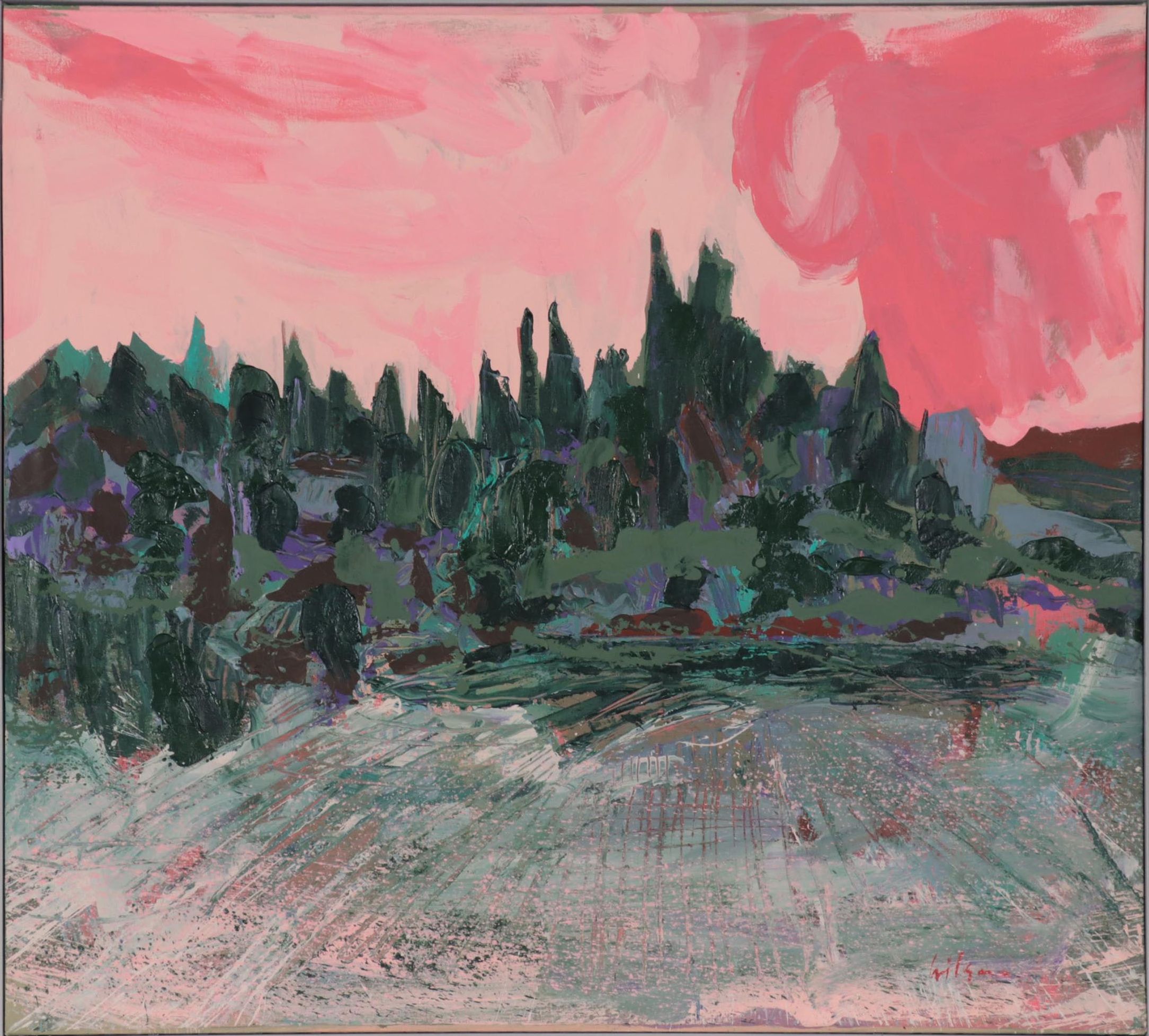 Harry Hilson Large-Scale Abstract Landscape Mixed Media Painting