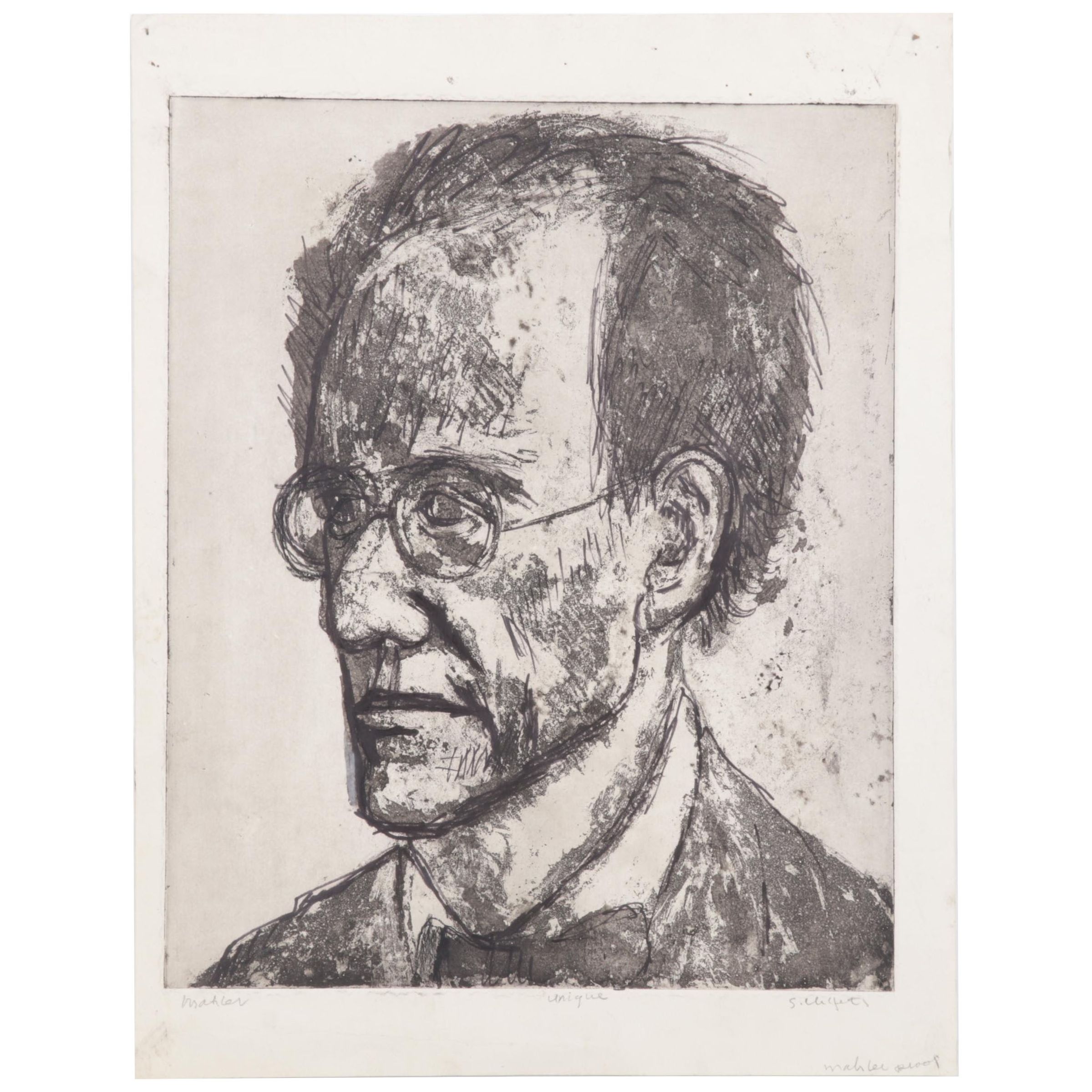 Sidney Chafetz Portrait Etching With Aquatint "Mahler"