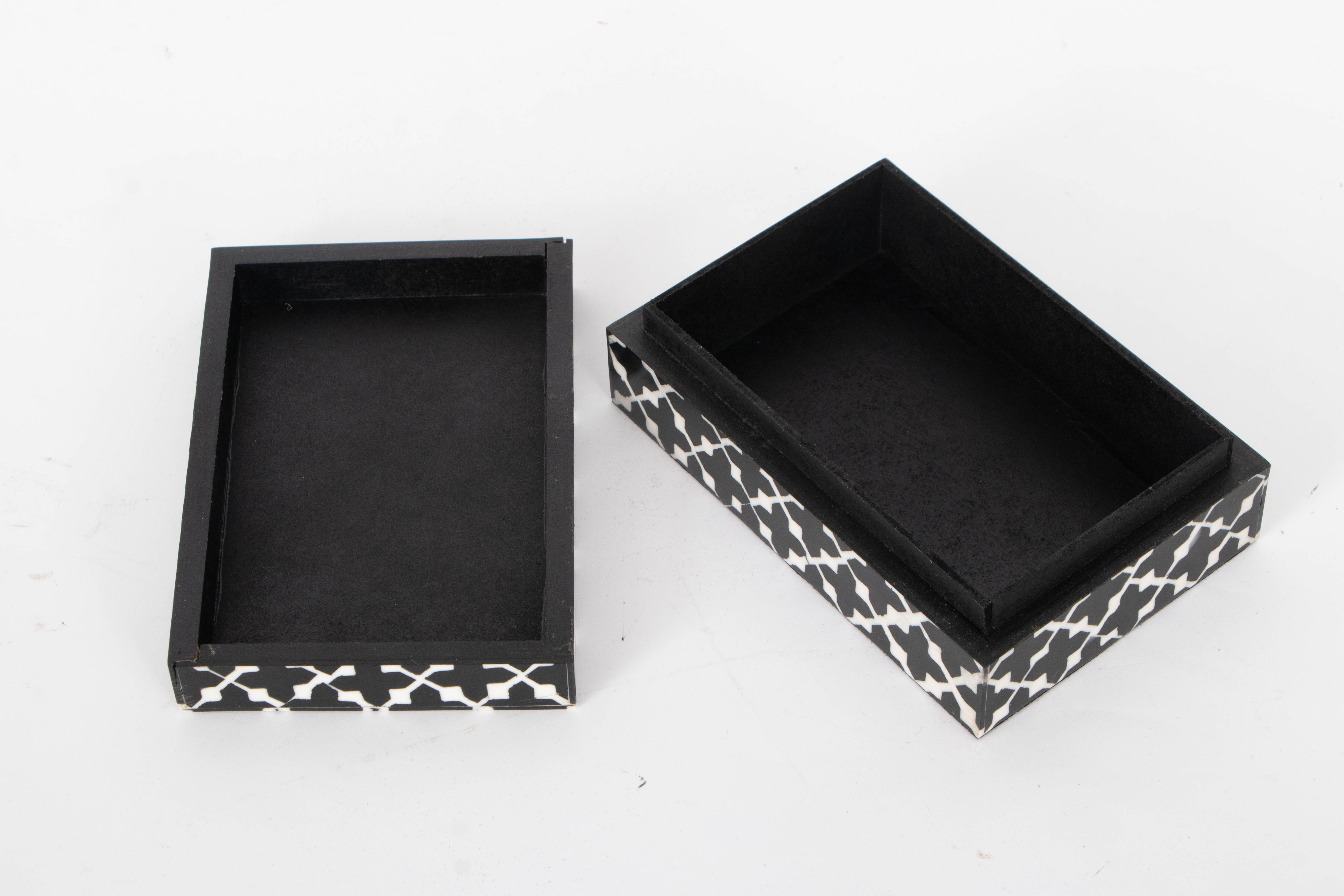 Three Graduated Decorative Boxes with Four Frames