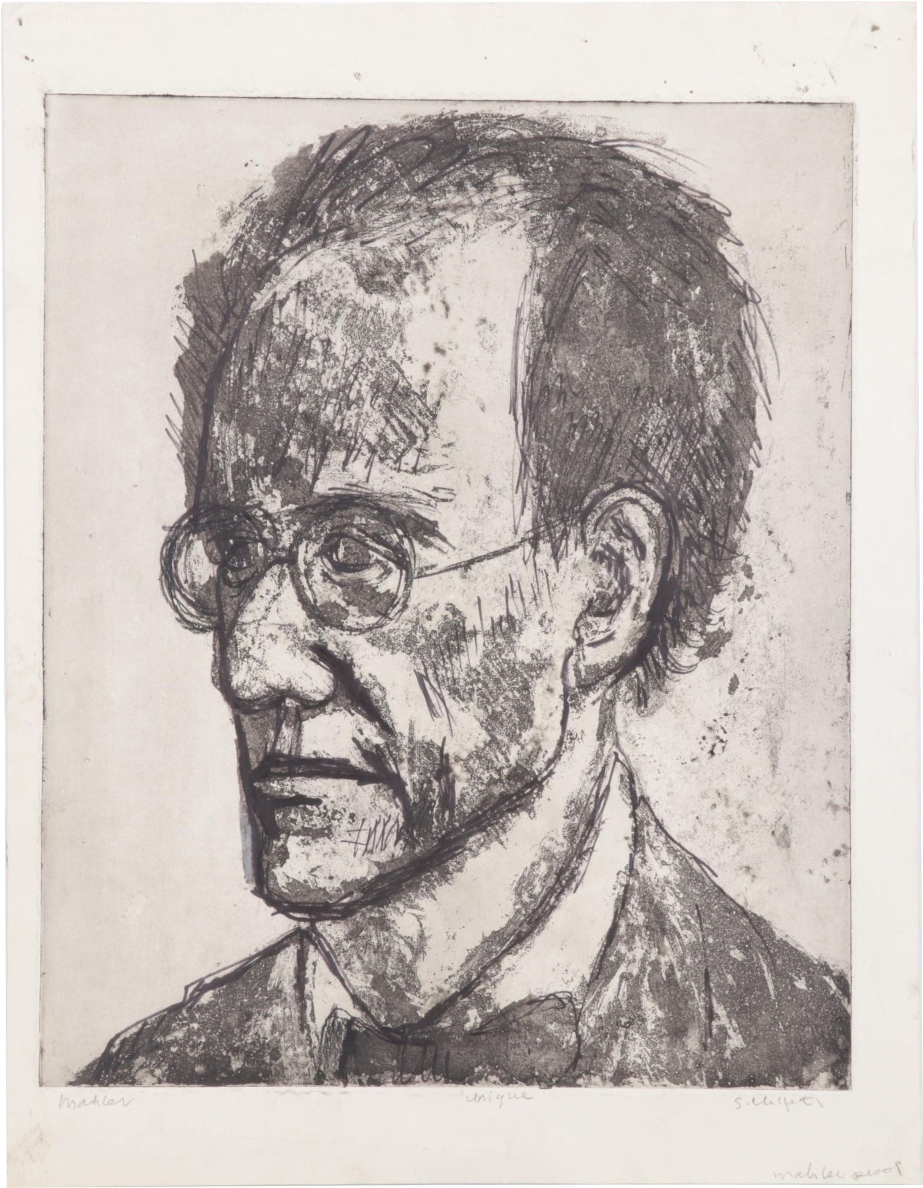 Sidney Chafetz Portrait Etching With Aquatint "Mahler"