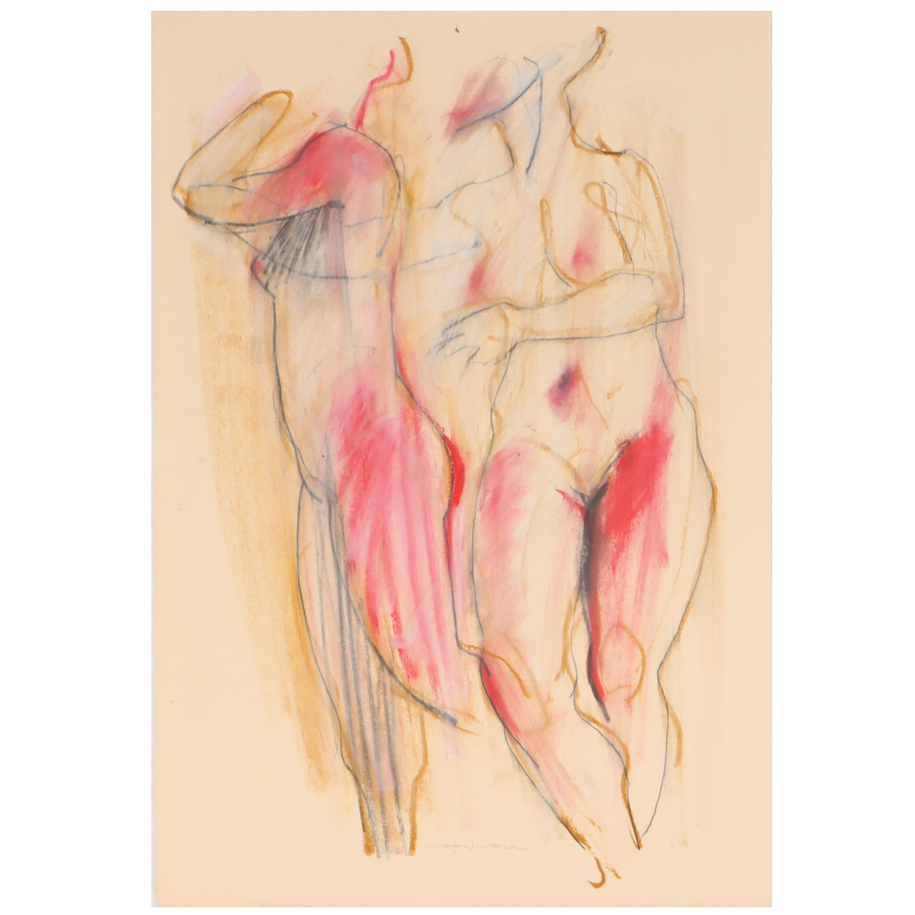 Jack Meanwell Expressionist Pastel Figure Drawing