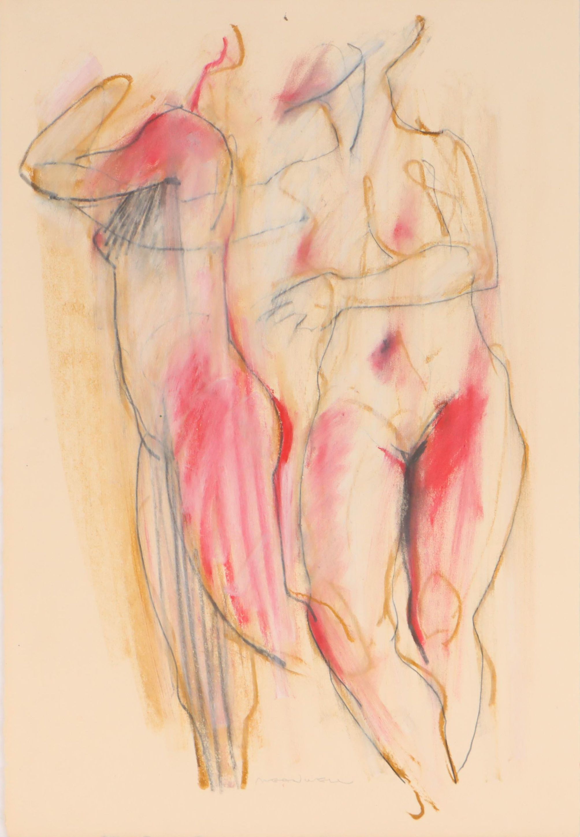Jack Meanwell Expressionist Pastel Figure Drawing