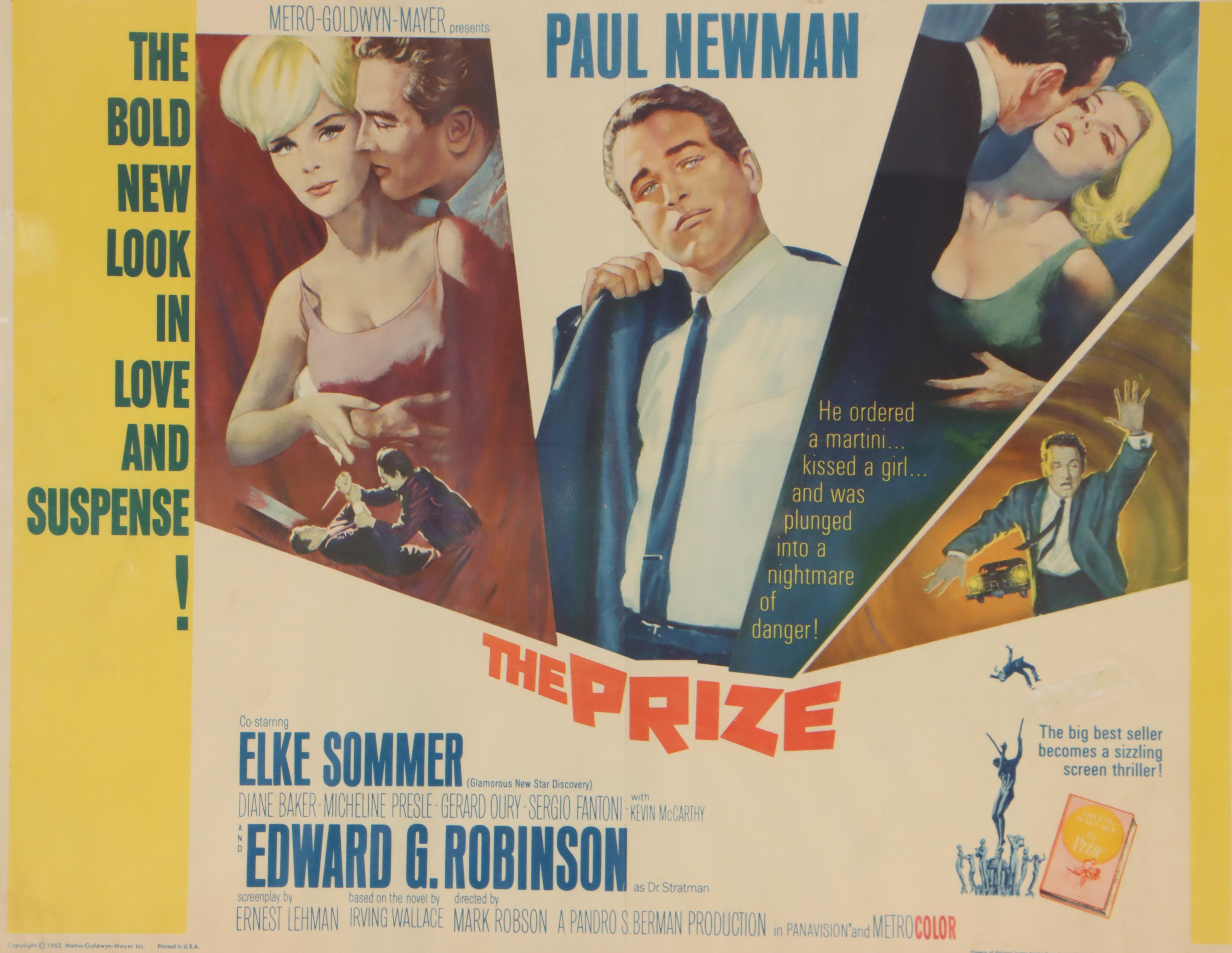Paul Newman in "The Prize" Theatrical Film Release Poster, 1963