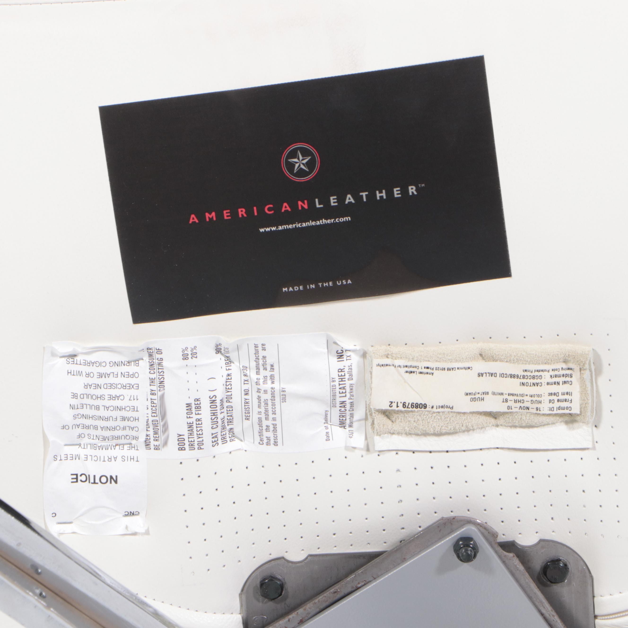 American Leather "Hugo" Modernist Style Chrome and Leather Swivel Lounge Chair