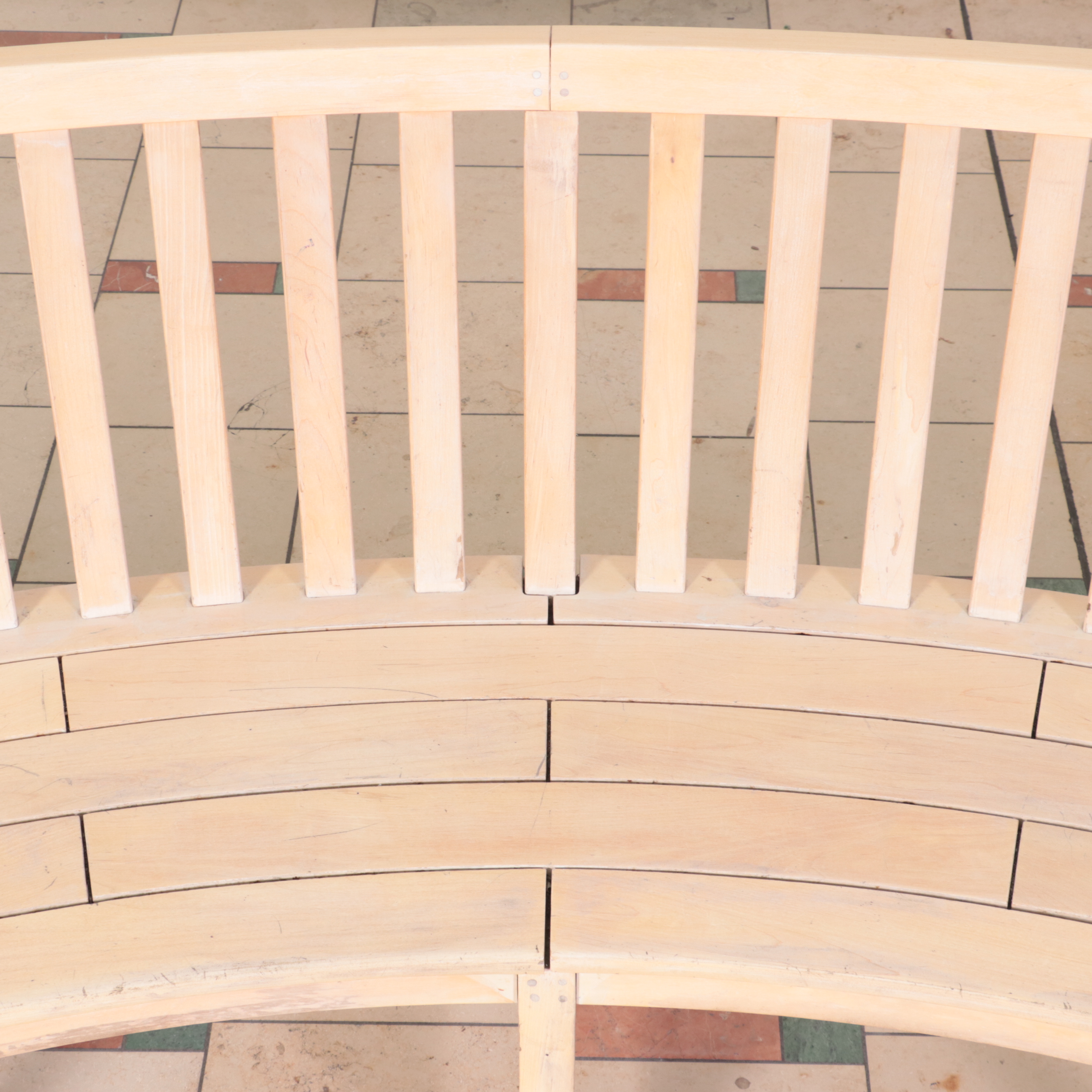 Pair of Large Curved Wood Benches