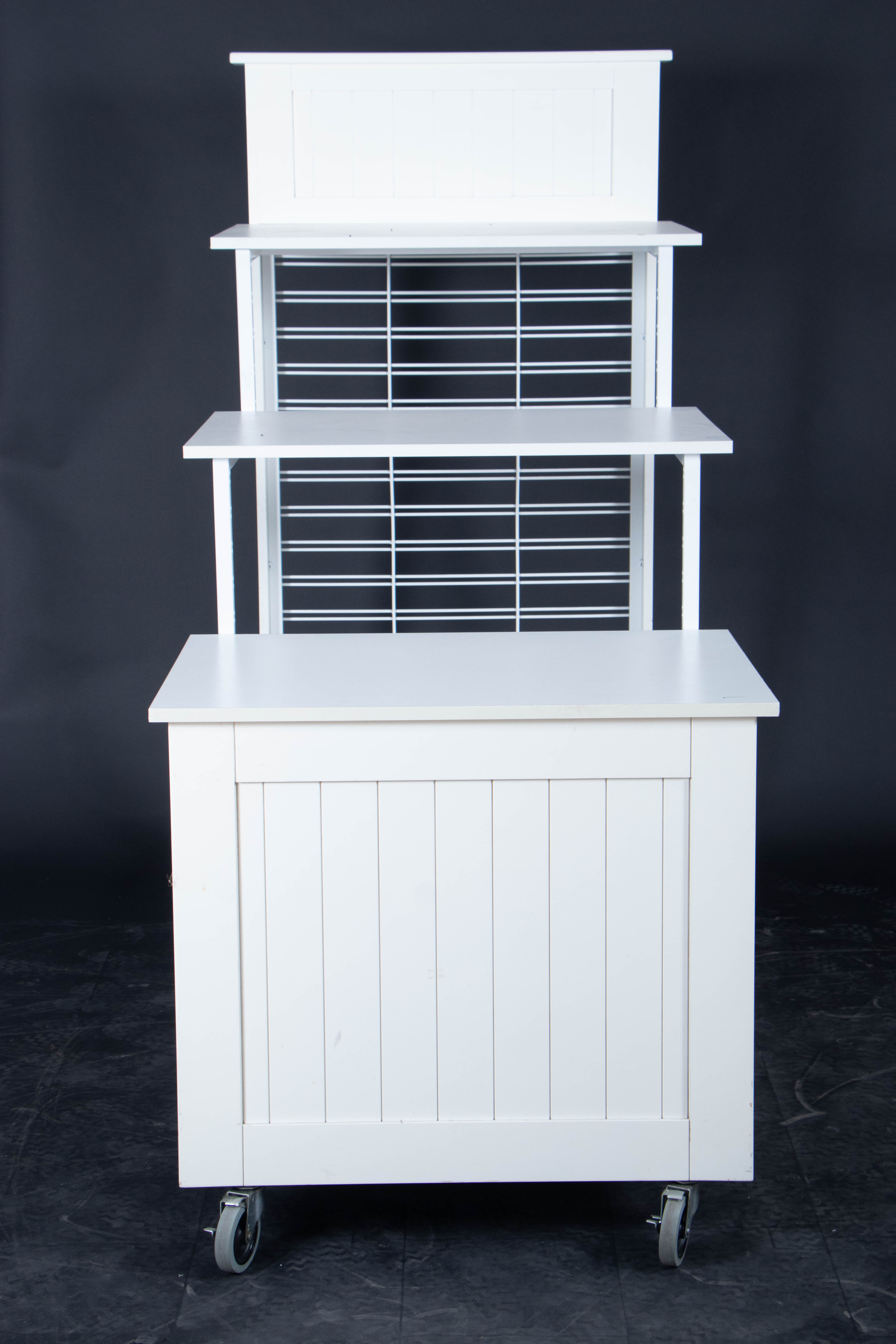 Mobile Step Shelf Display in White Finish