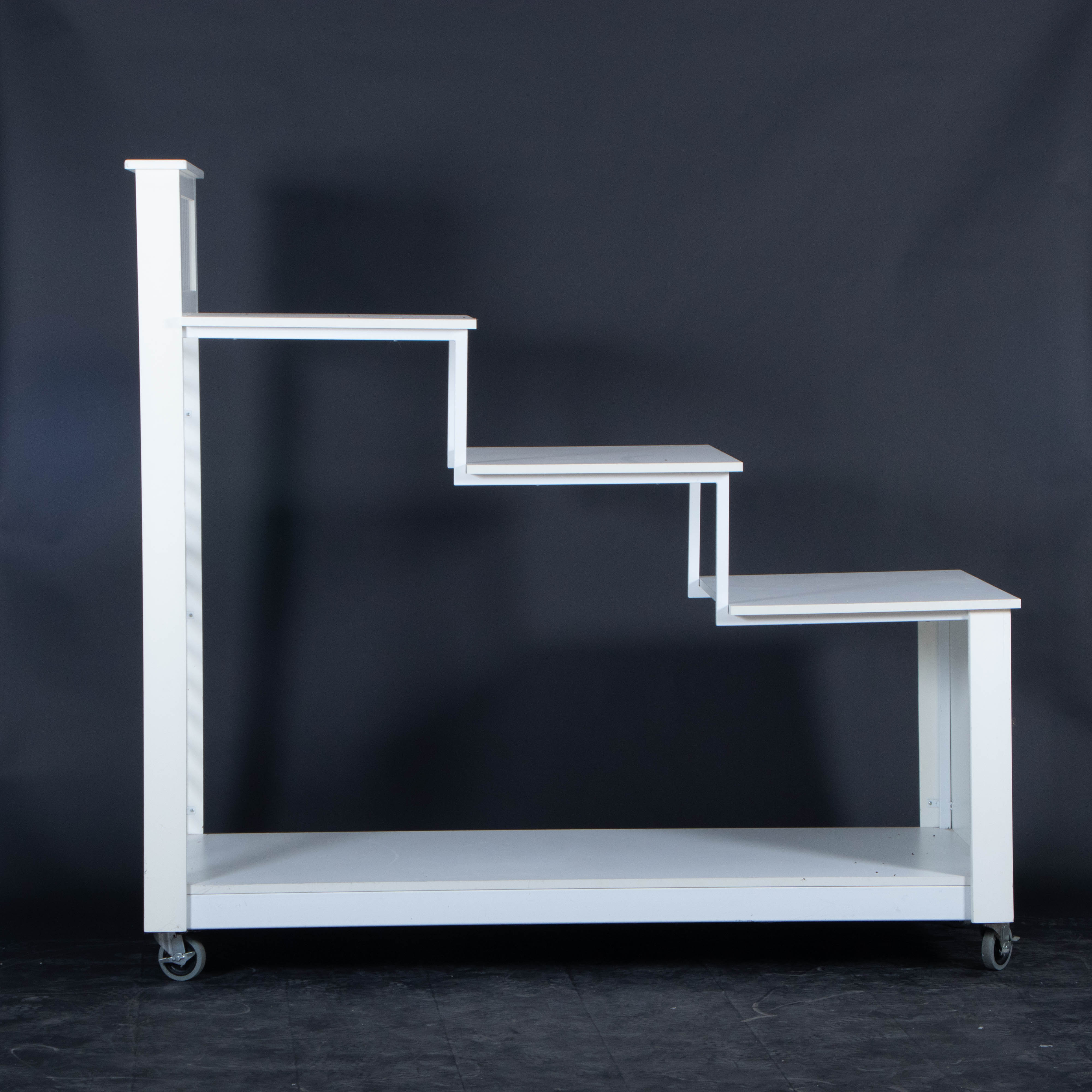 Mobile Step Shelf Display in White Finish