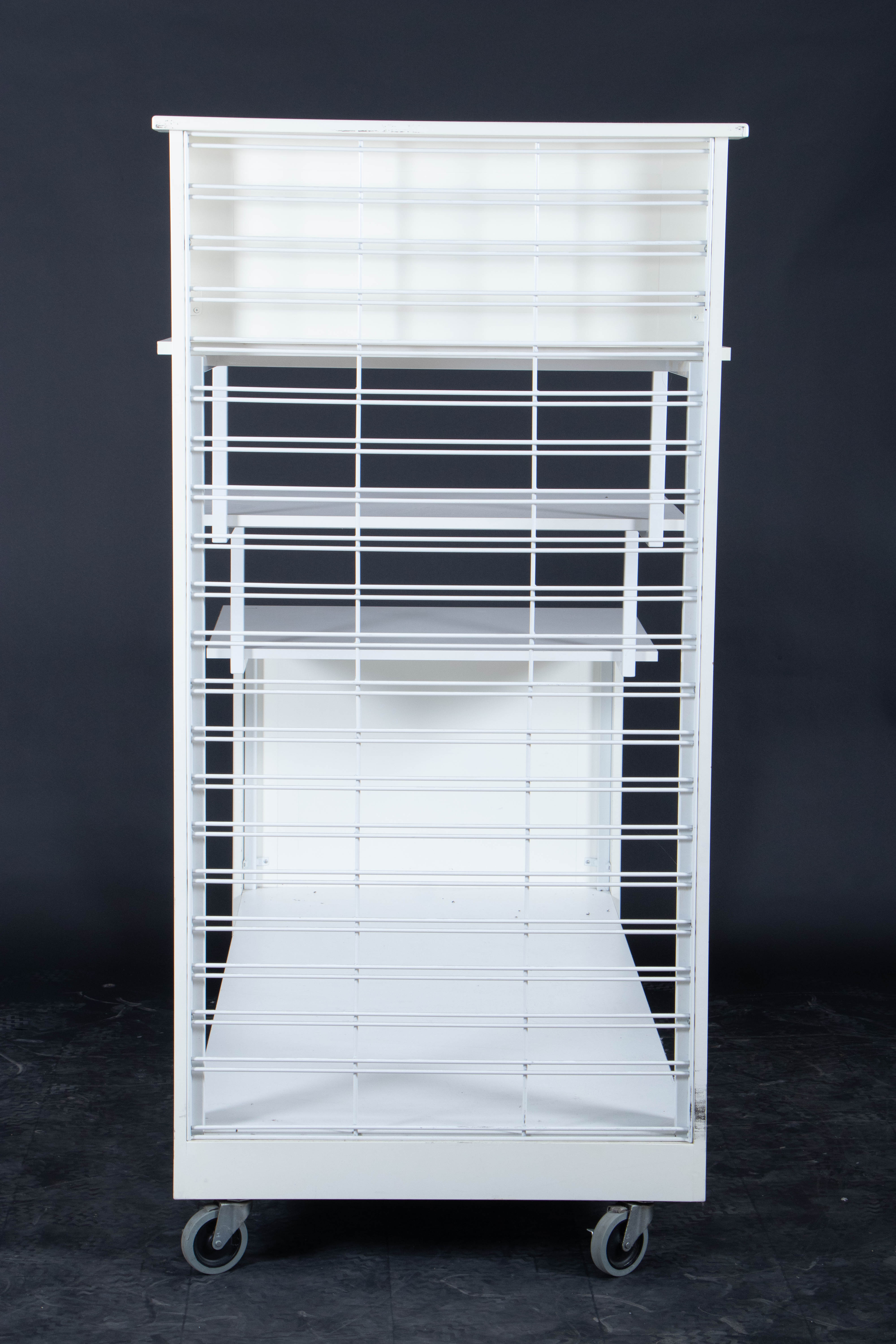 Mobile Step Shelf Display in White Finish