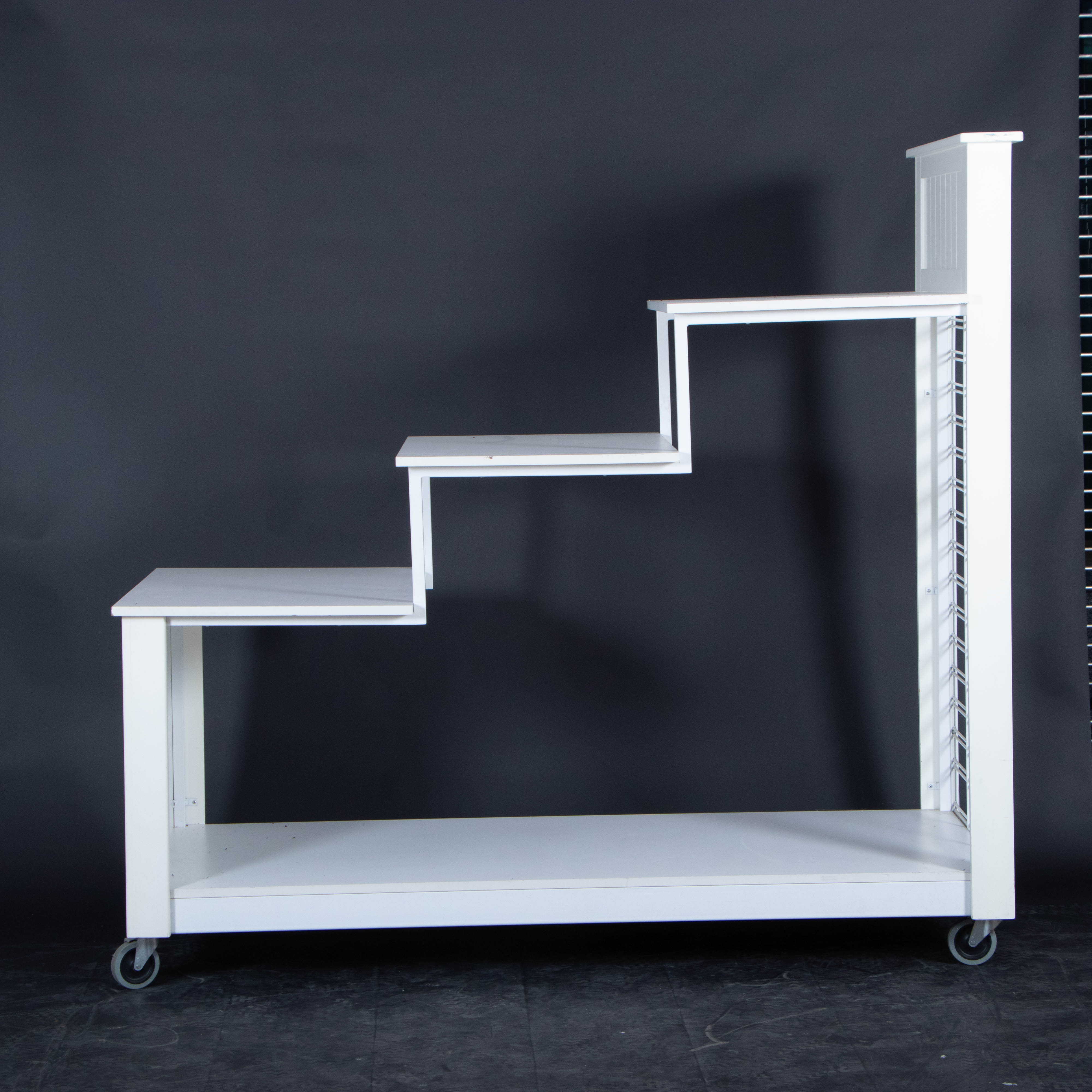 Mobile Step Shelf Display in White Finish