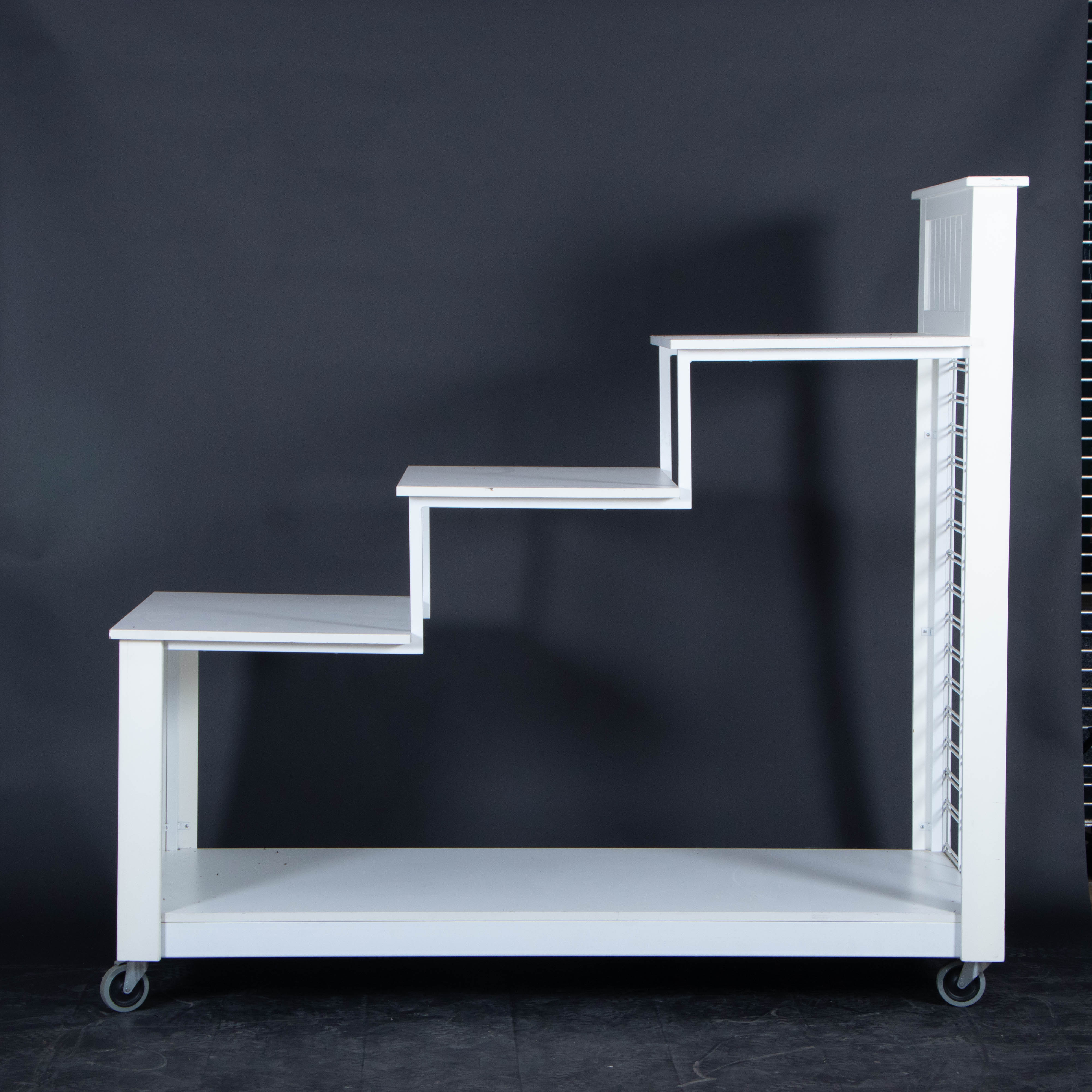 Mobile Step Shelf Display in White Finish
