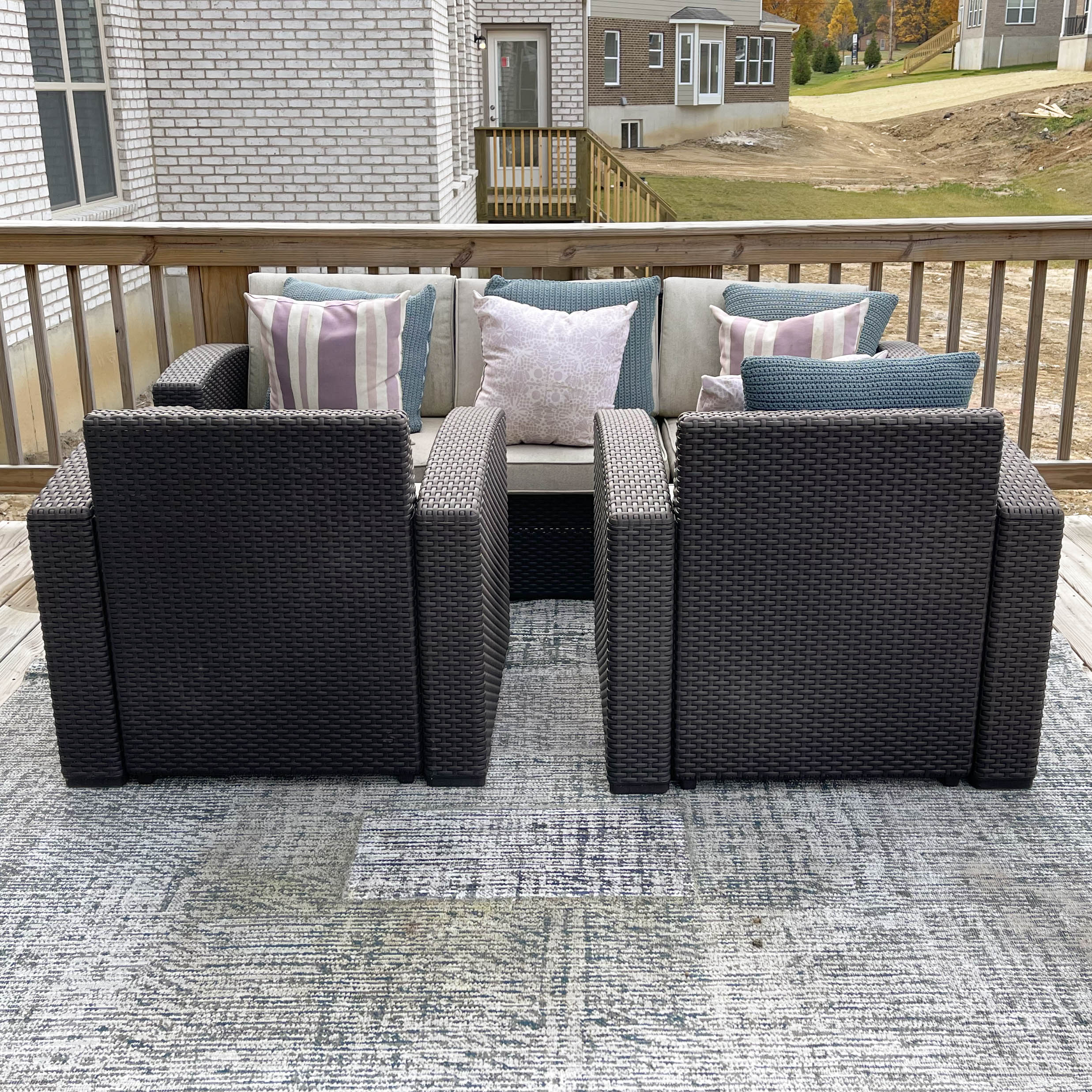 Resin Wicker Patio Sofa and Two Armchairs