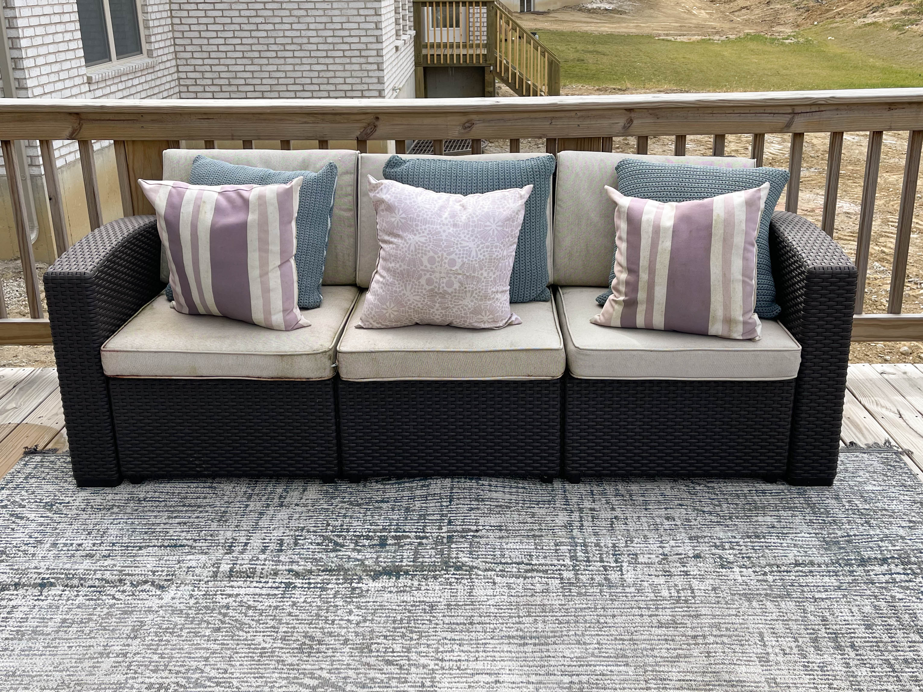 Resin Wicker Patio Sofa and Two Armchairs