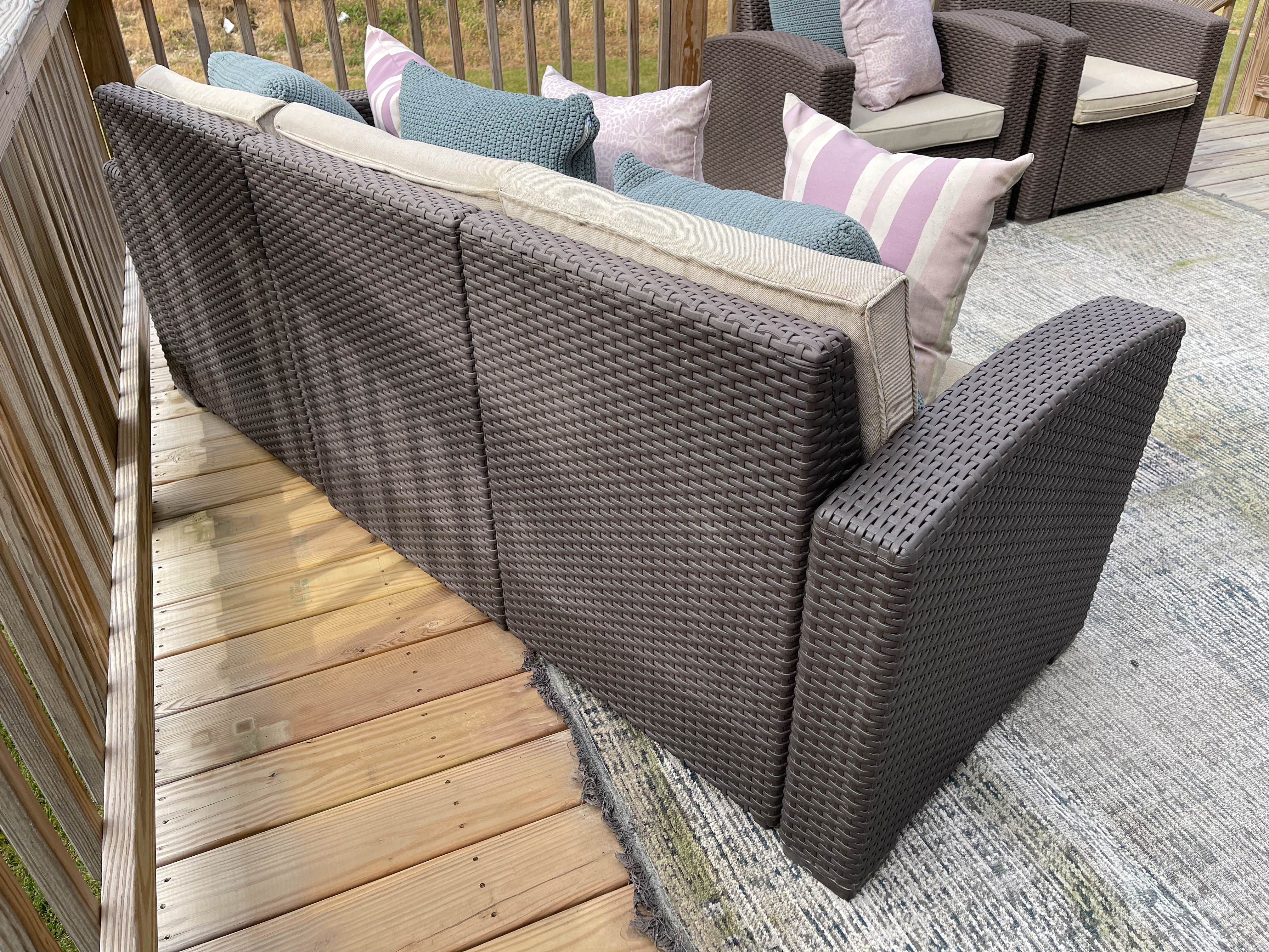Resin Wicker Patio Sofa and Two Armchairs