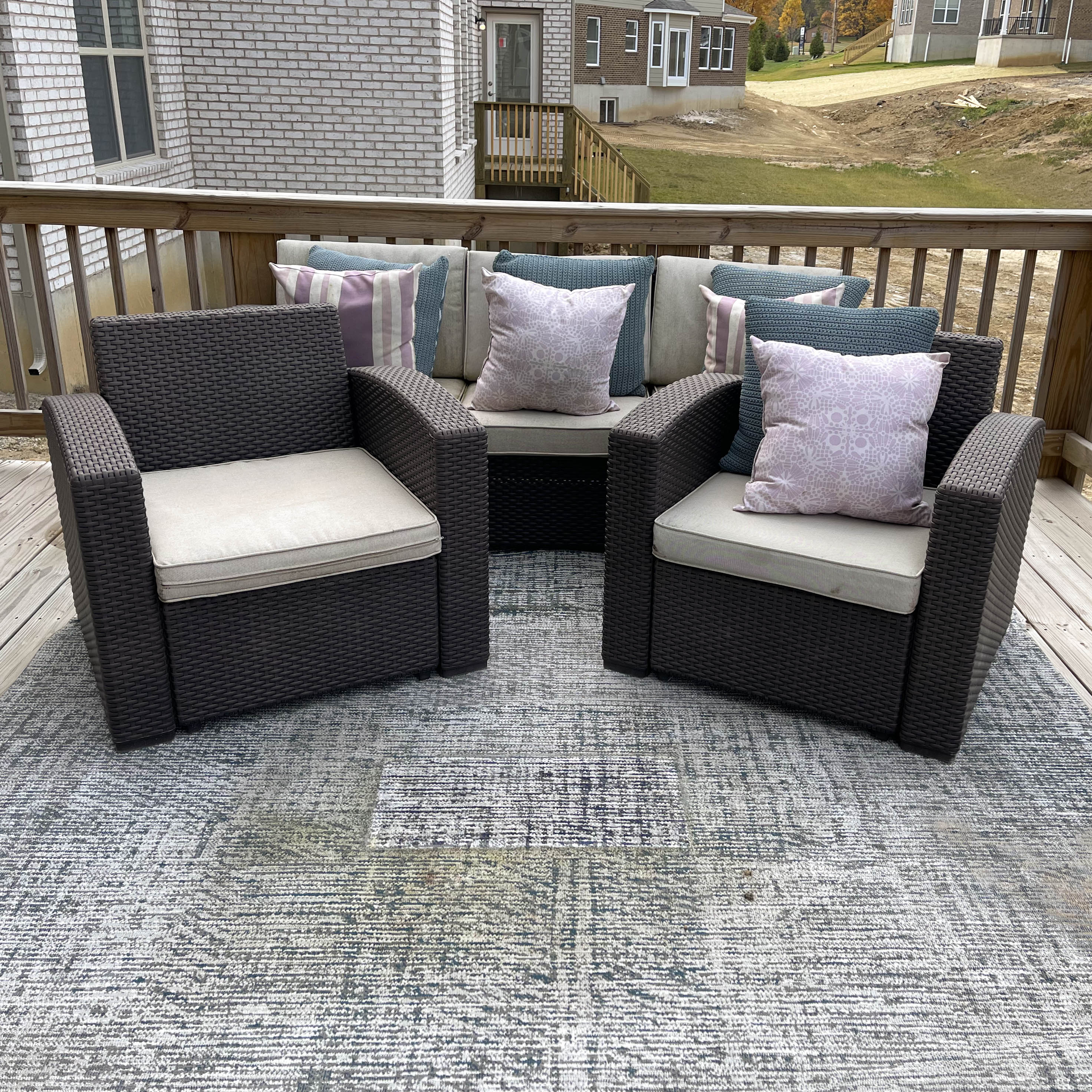 Resin Wicker Patio Sofa and Two Armchairs