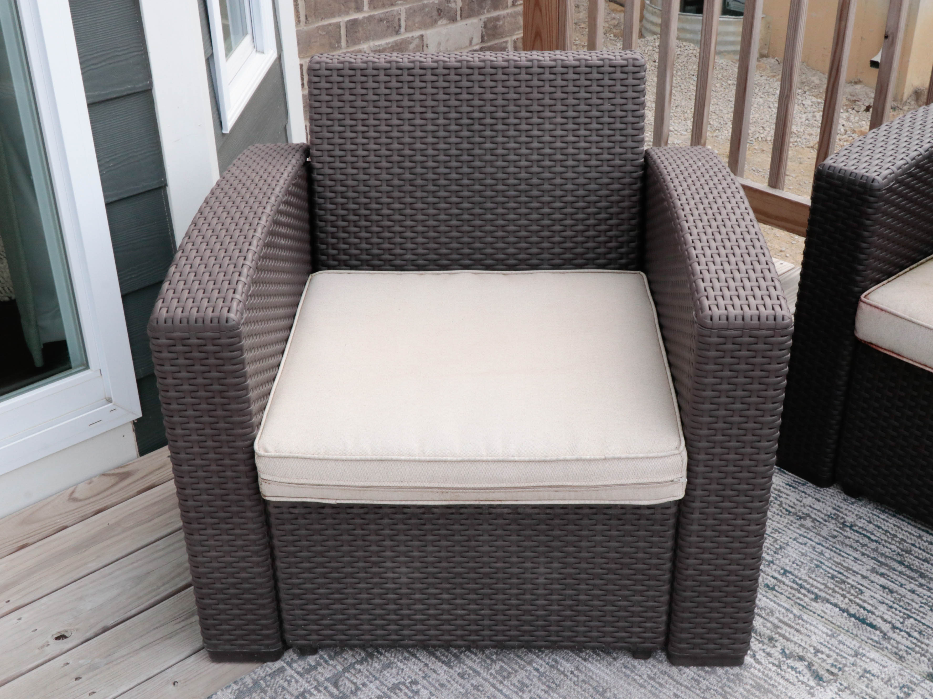 Resin Wicker Patio Sofa and Two Armchairs