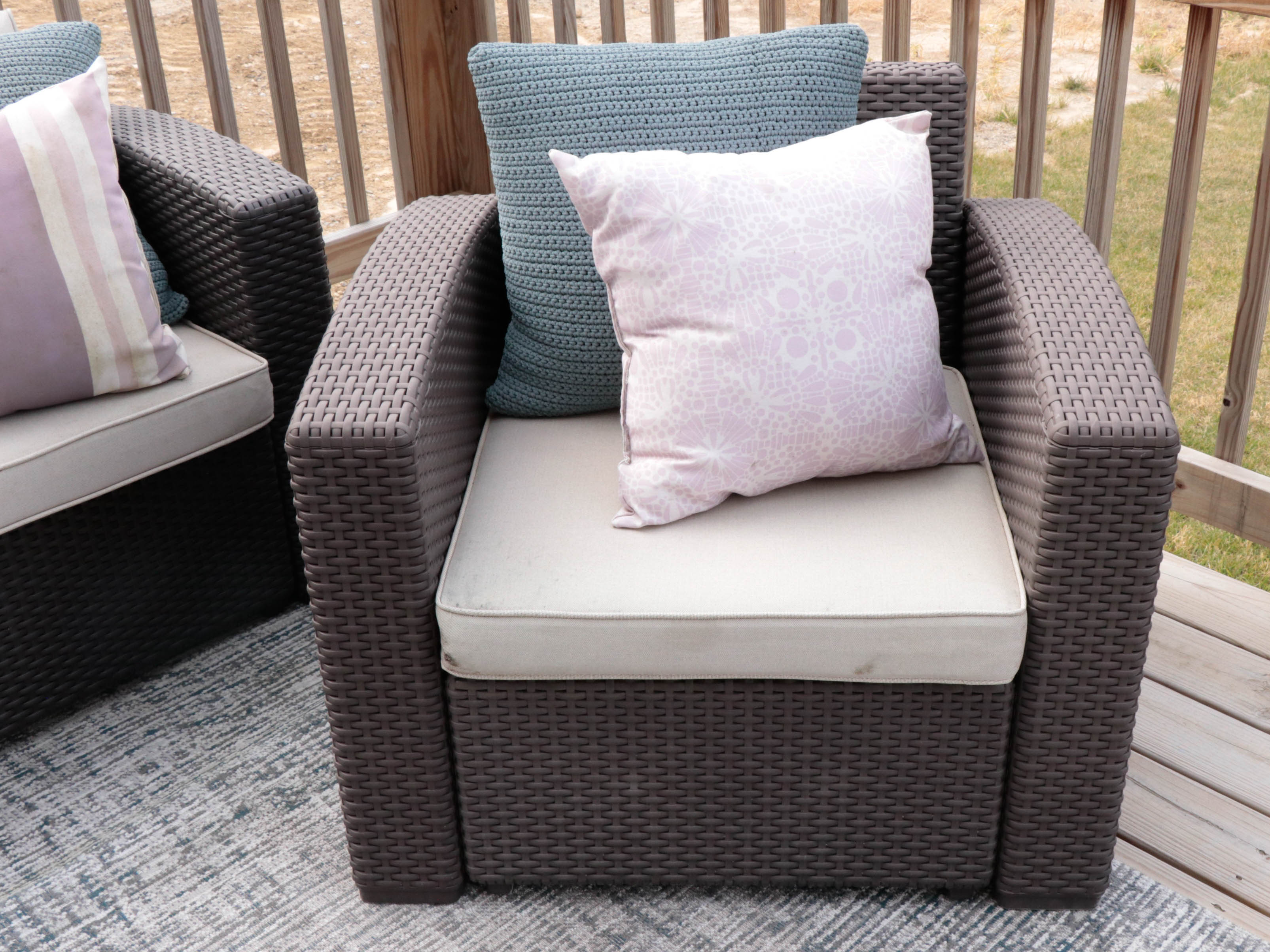 Resin Wicker Patio Sofa and Two Armchairs