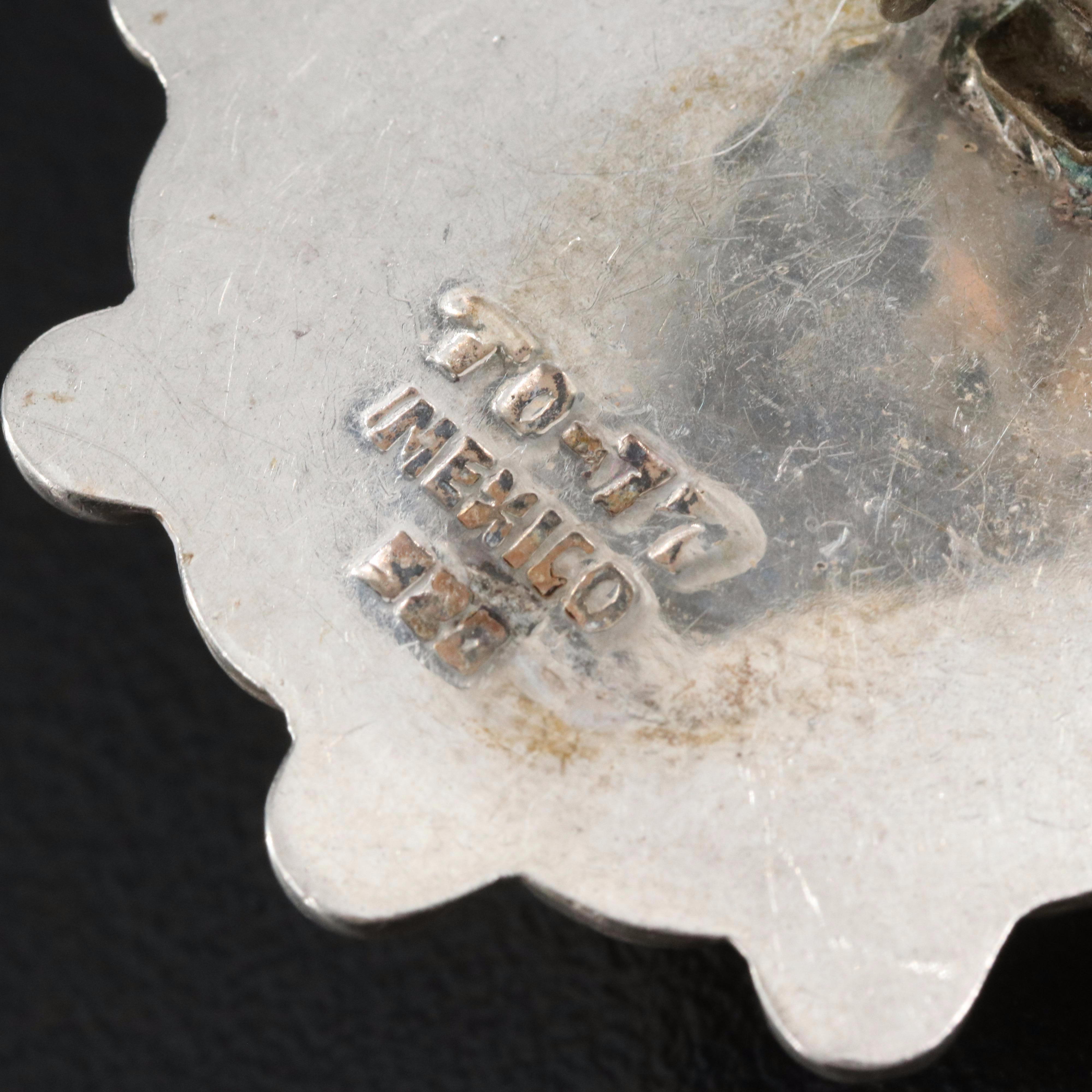 Taxco Sterling Earrings Including Lapis Lazuli, Coral and Mother-of-Pearl