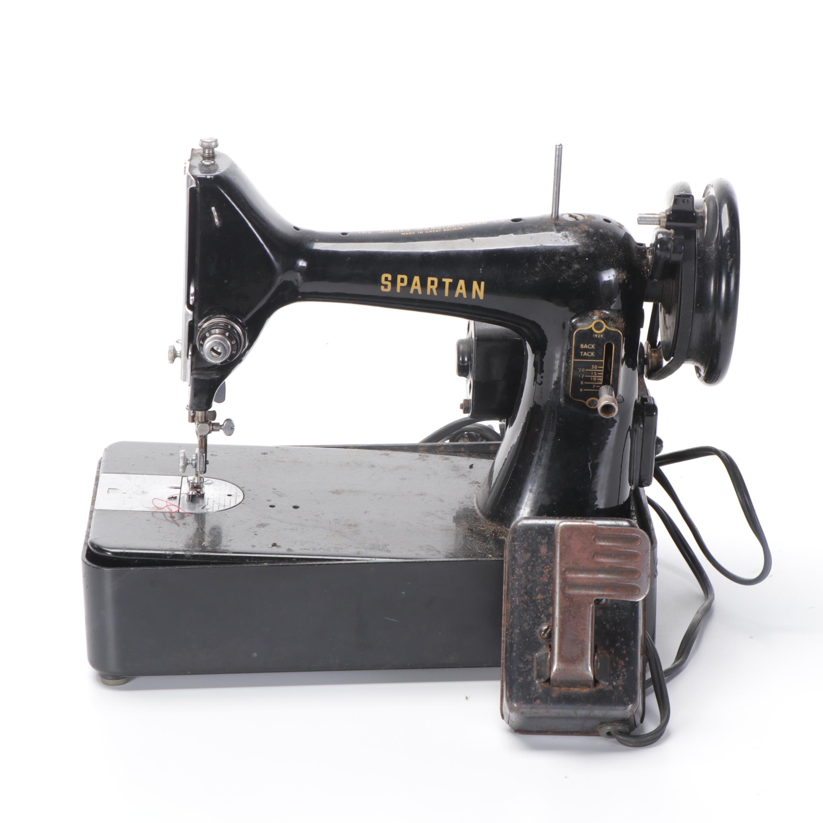 Singer Spartan Electric Sewing Machine with Foot Pedal, Mid-20th Century