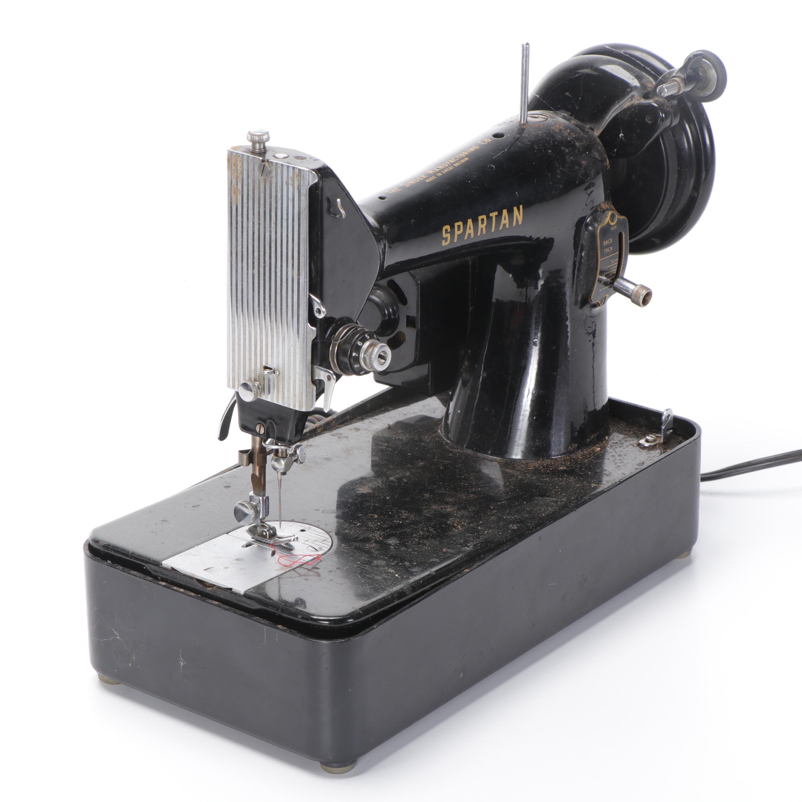 Singer Spartan Electric Sewing Machine with Foot Pedal, Mid-20th Century