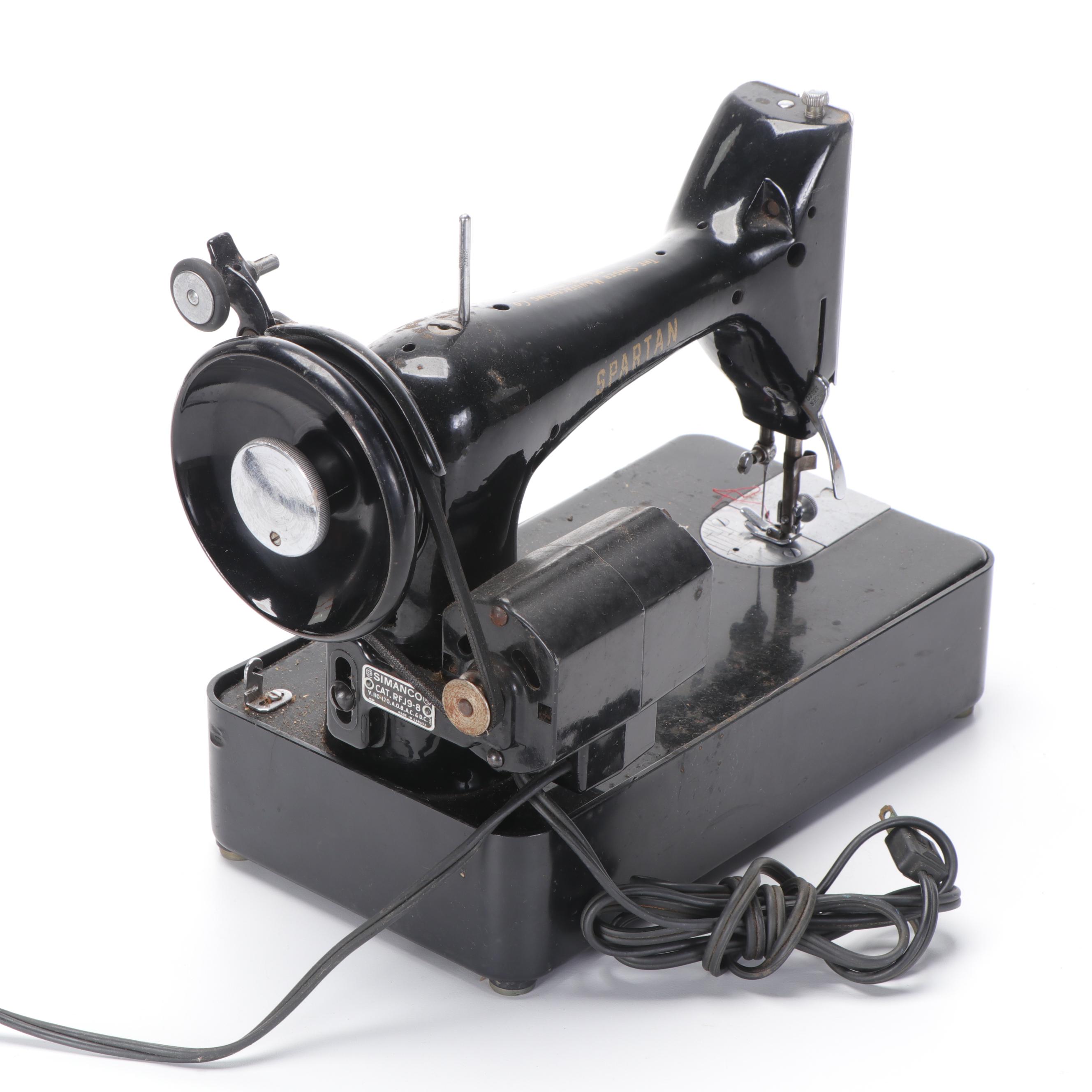 Singer Spartan Electric Sewing Machine with Foot Pedal, Mid-20th Century