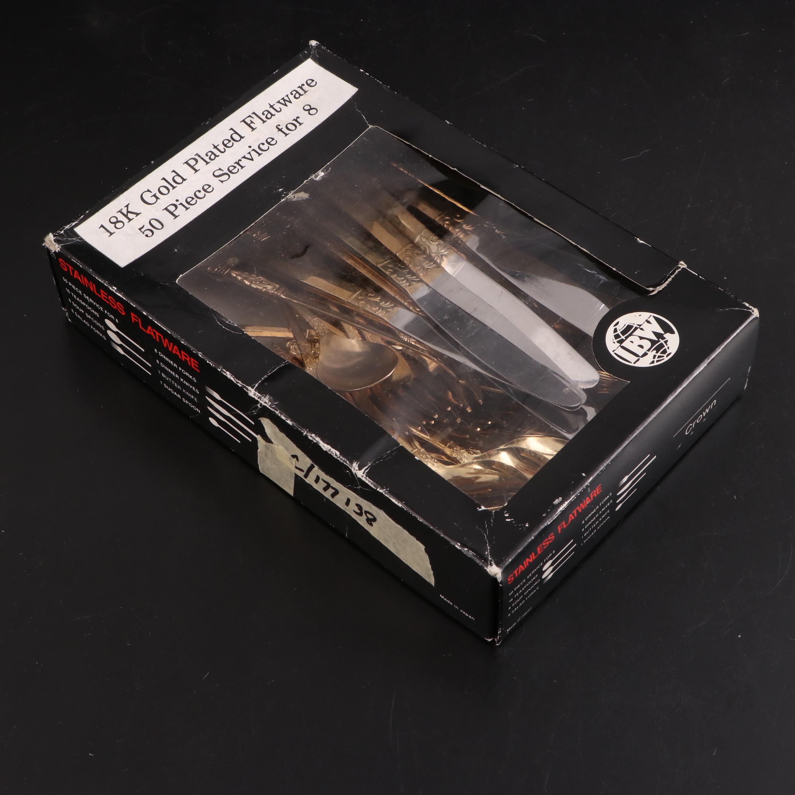 IBW "Crown" 18K Gold Electroplate Stainless Steel Flatware