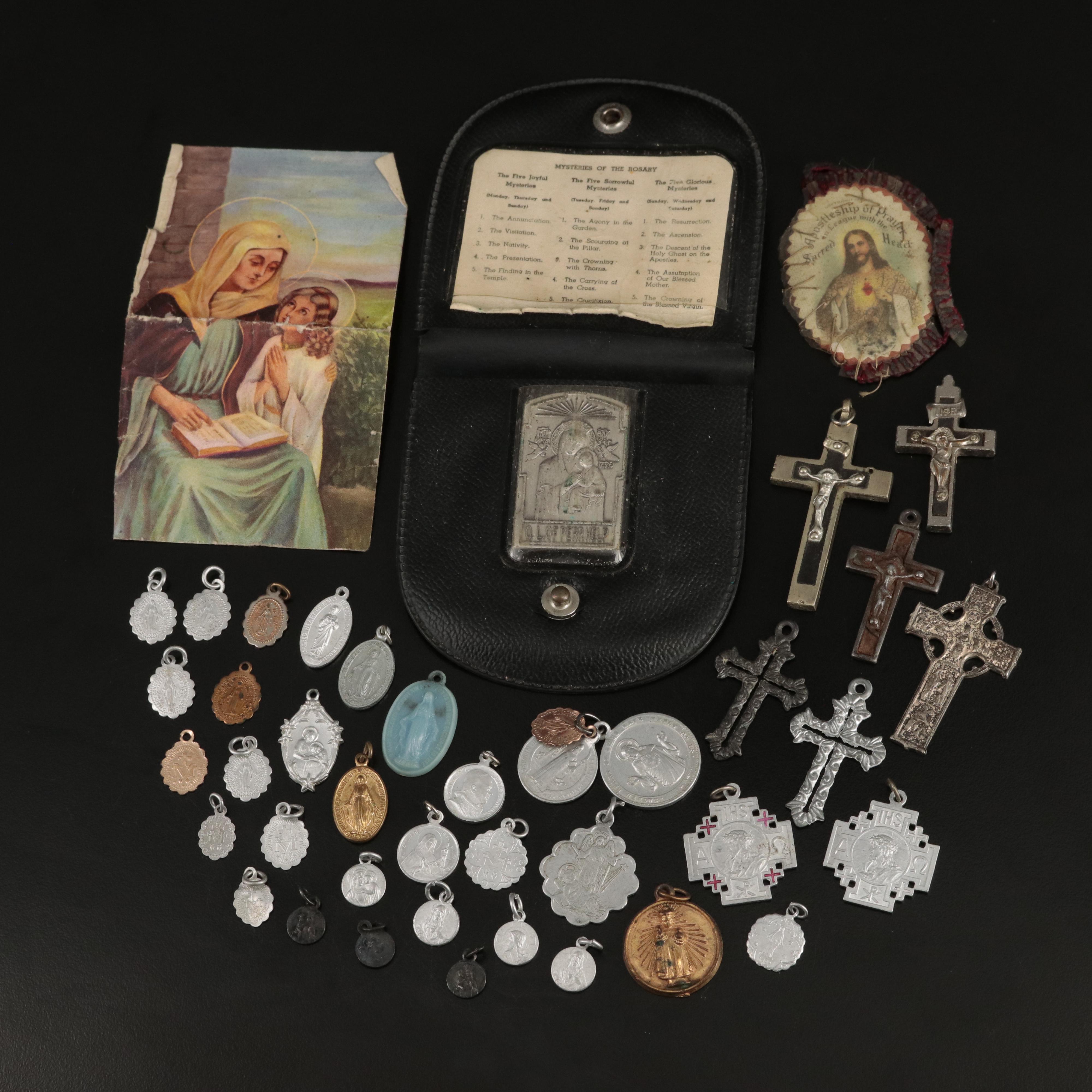 Antaya Celtic Cross Featured with Ecclesiastical Saint Medals and Crucifixes